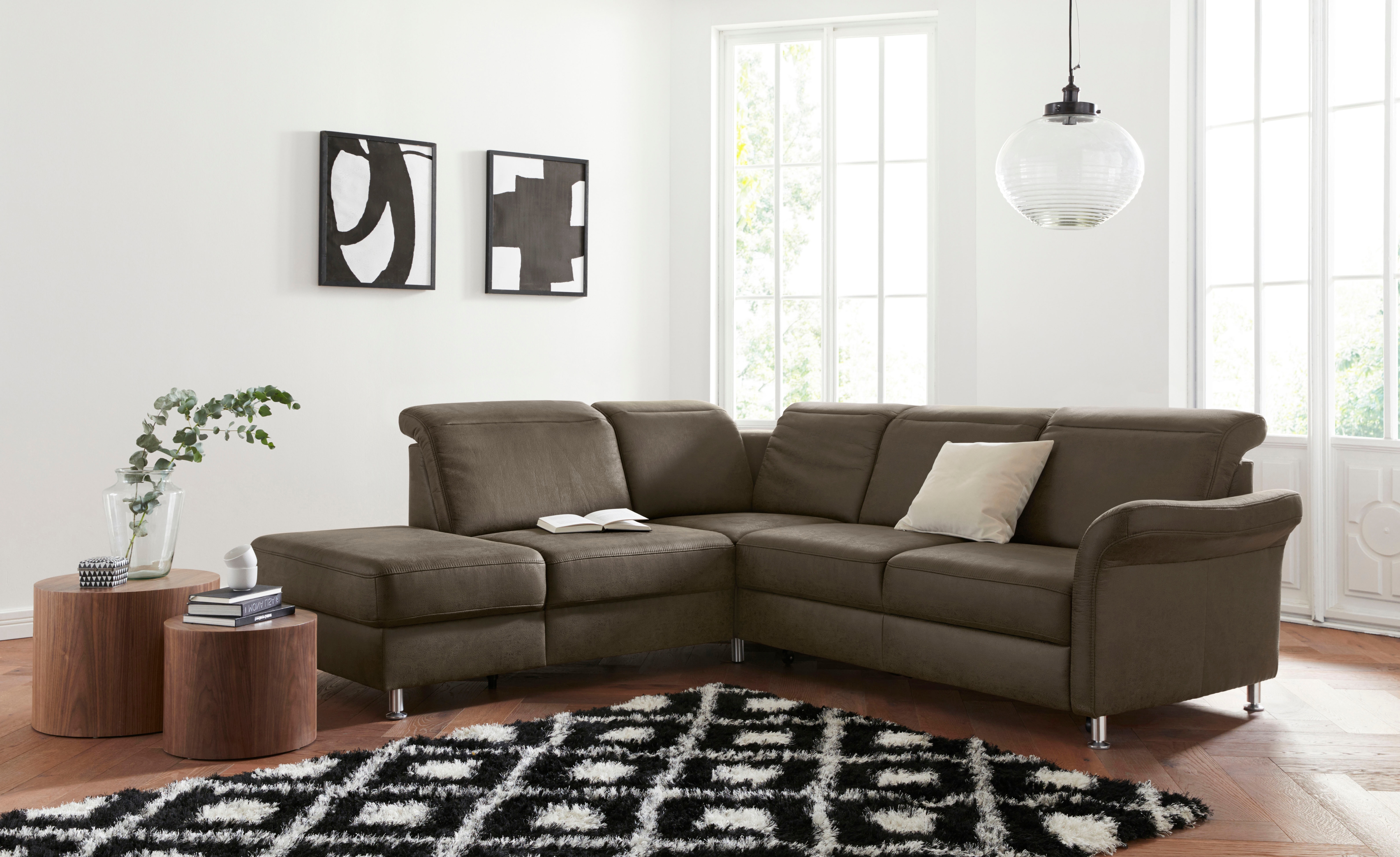 sit&more Ecksofa "Darwin L-Form" inklusive Federkern, wahlweise mit Kopfteilverstellung, Schlaffunktion