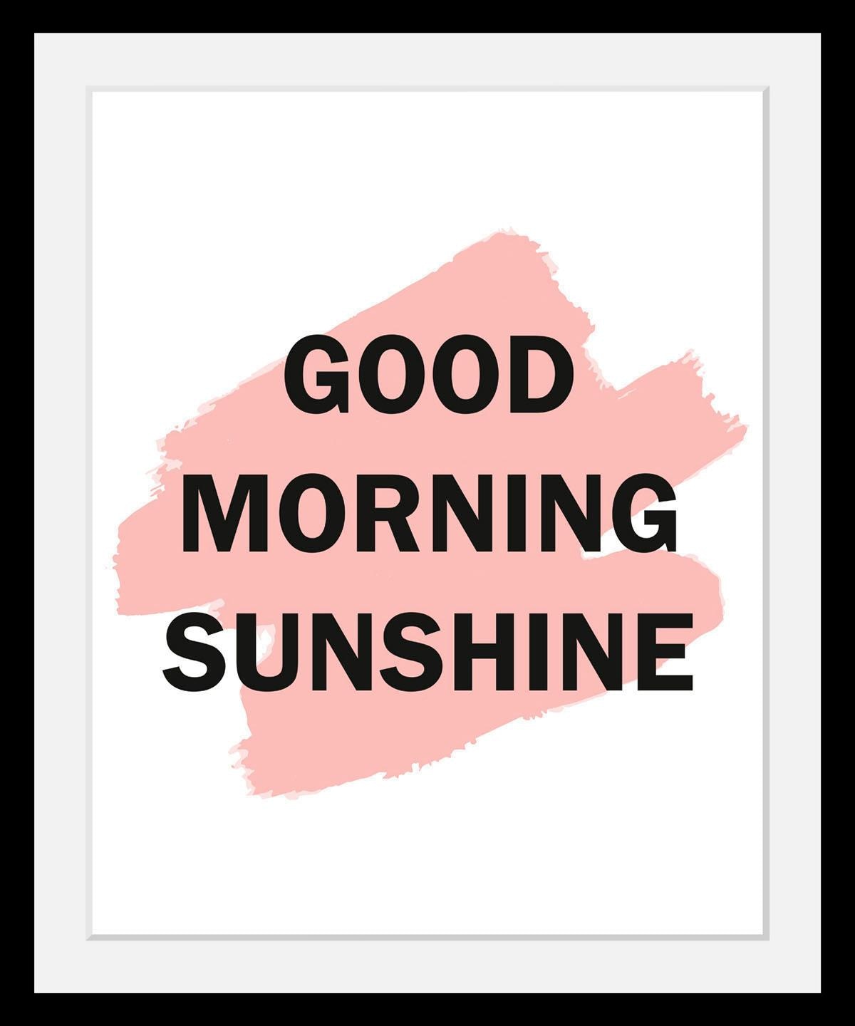 queence Bild »Good Morning« Motivationsbilder | Schriftzug | Schwarz-Weiß HD Premium Poster-Druck inkl. Holzrahmen