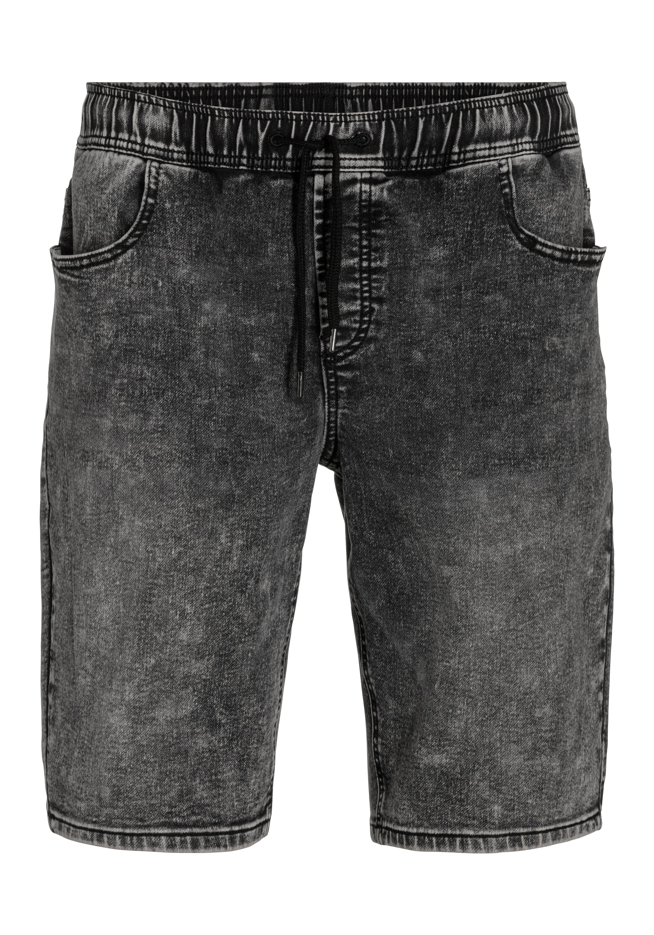 Buffalo Jeansshorts, Knielange Shorts mit Bindeband aus elastischer Jeansqualität