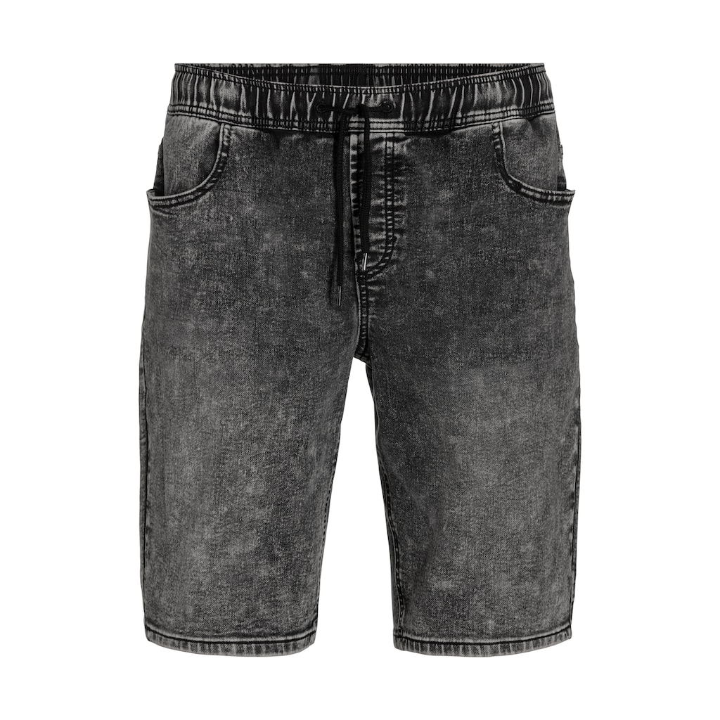 Buffalo Jeansshorts, Knielange Shorts mit Bindeband aus elastischer Jeansqualität