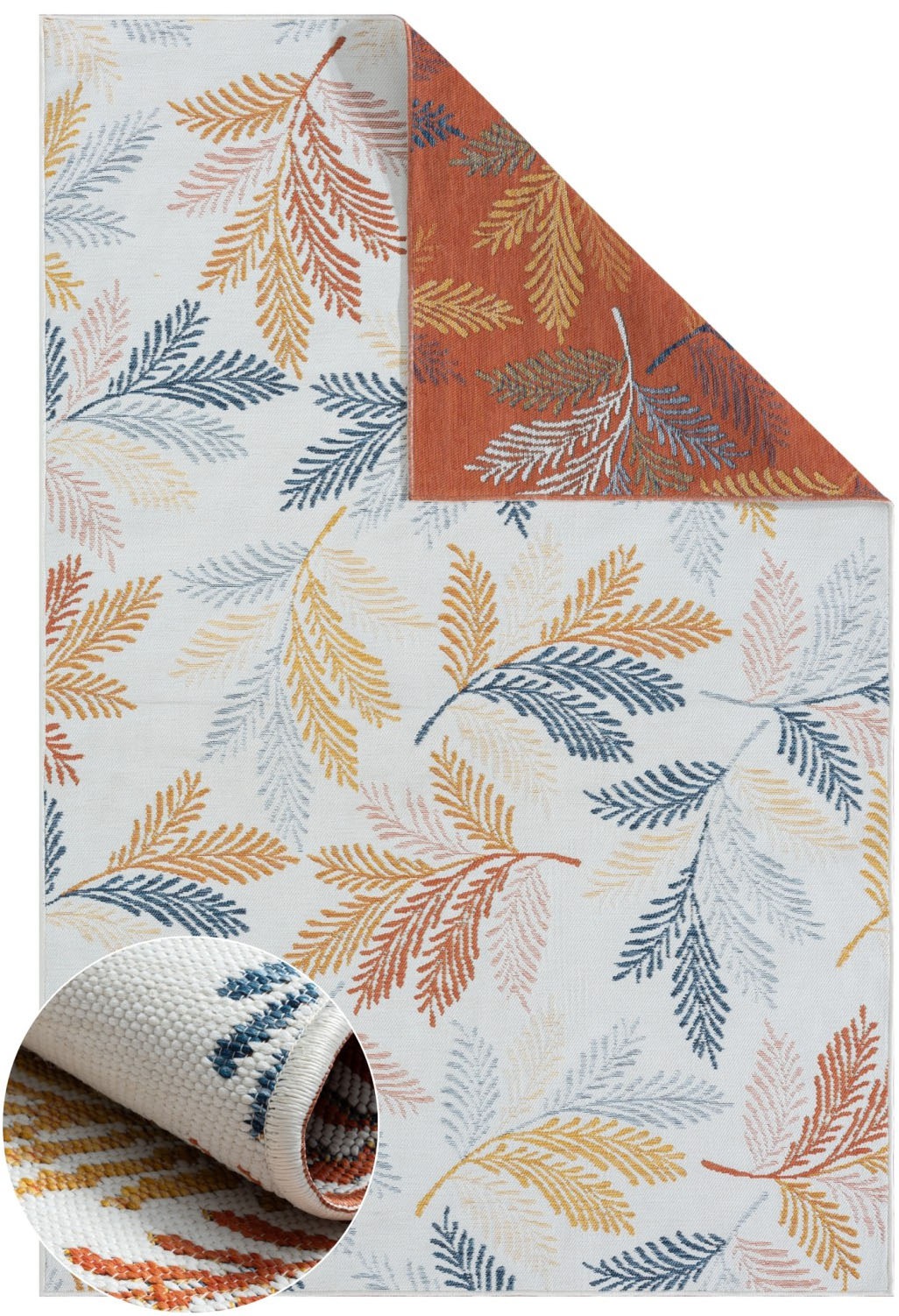 Myflair Möbel & Accessoires Teppich »Johanna Lagerräumung«, rechteckig, 6 mm Höhe, Wendeteppich, Blätter Motiv, Outdoor geeignet, Balkon, Terrasse