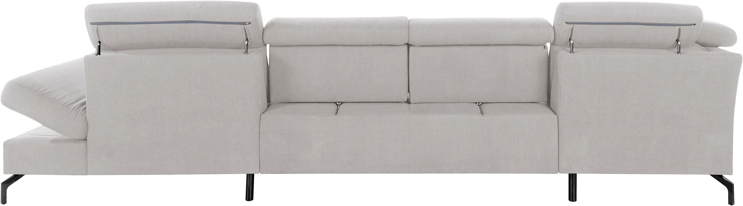 Wohnlandschaft SIT & MORE "Brisbane U-Form", silber, B:367cm T:243cm, Soft clean (98% Polyester, 2% Polyamid), Sofas, Zehentrenner, Fußhöhe 15 cm, inklusive Sitztiefen-, Armteil- und Kopfteilverstellung 3