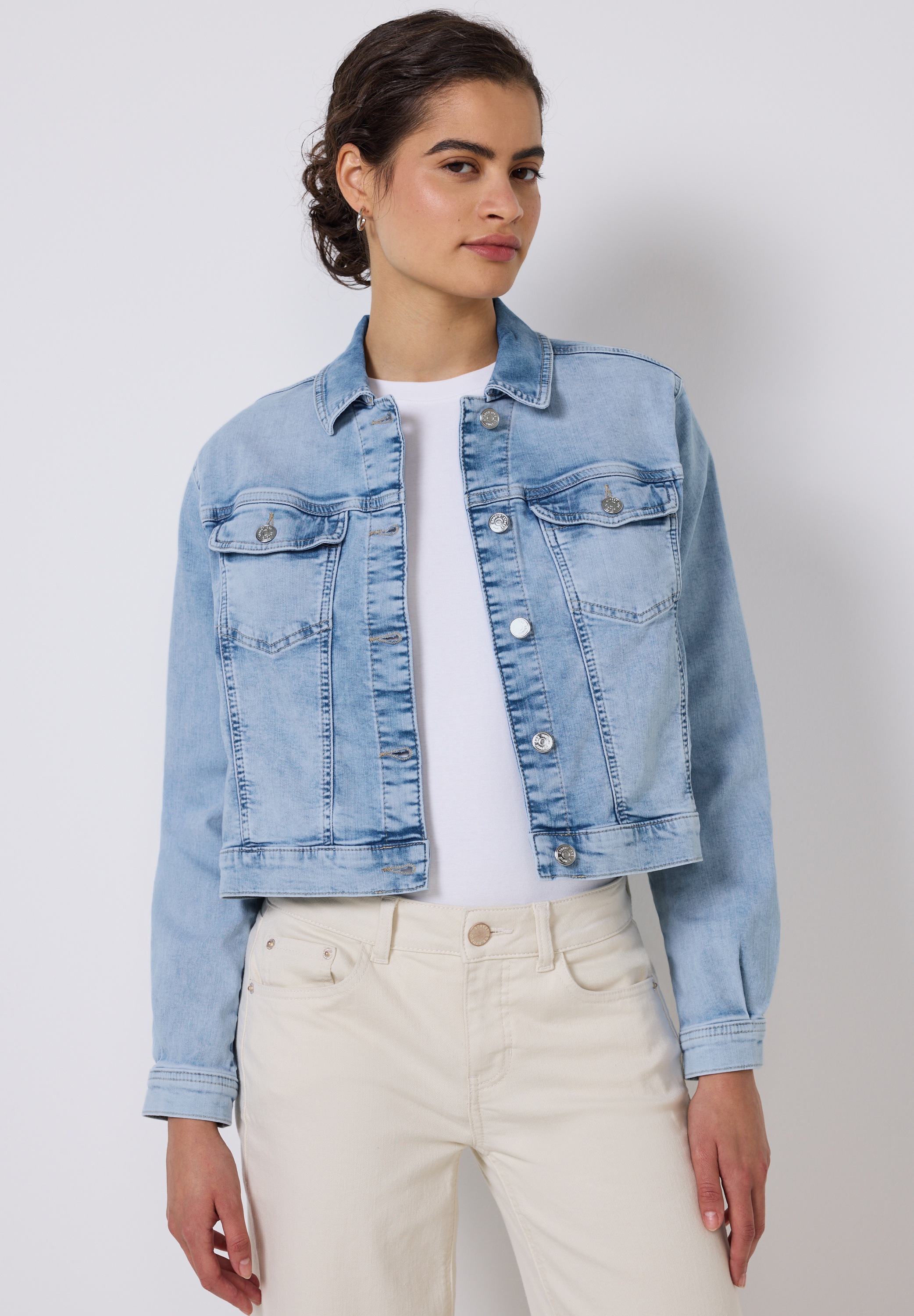 STREET ONE STUDIO Jeansjacke, ohne Kapuze, mit Brusttasche günstig online kaufen