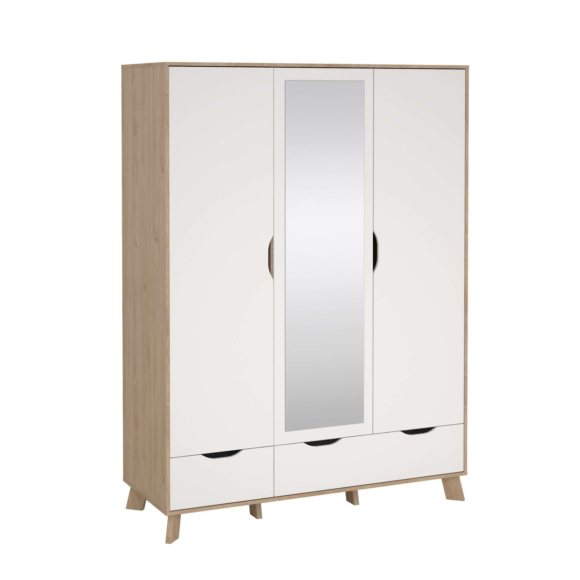 Home affaire Kleiderschrank "Ikast Drehtürenschrank, Spiegeltür, Aufbewahrung, Schrank, Stauraum" 1 Spiegeltür, 2 Türen, 3 Schubladen, Höhe 201 cm, Breite 147 cm