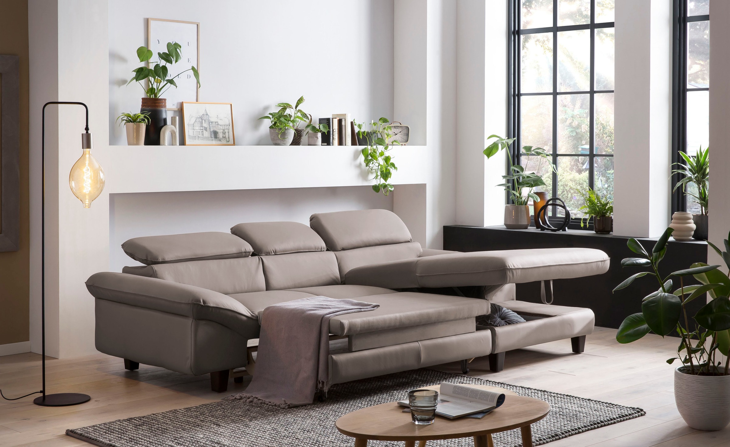 Home affaire Ecksofa »Pilot L-Form«, mit Kopfteilverstellung, wahlweise mit Bettfunktion & Bettkasten