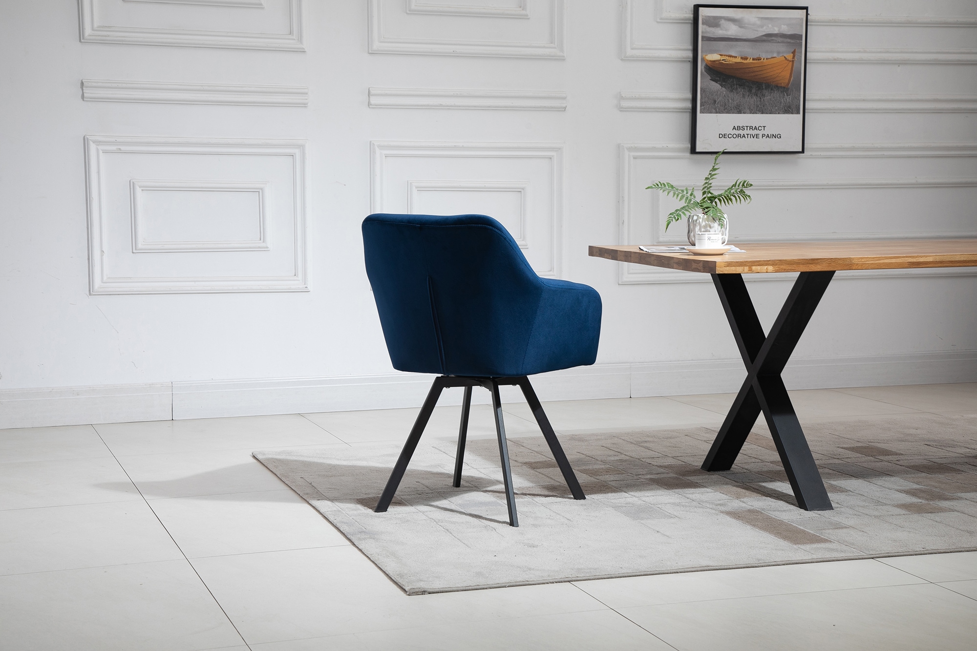 SalesFever Essgruppe »Stilvolle Essgruppe«, (Set, 5 tlg.), 5-teilige Sitzgruppe mit 360° Drehplatte und echter Baumkante