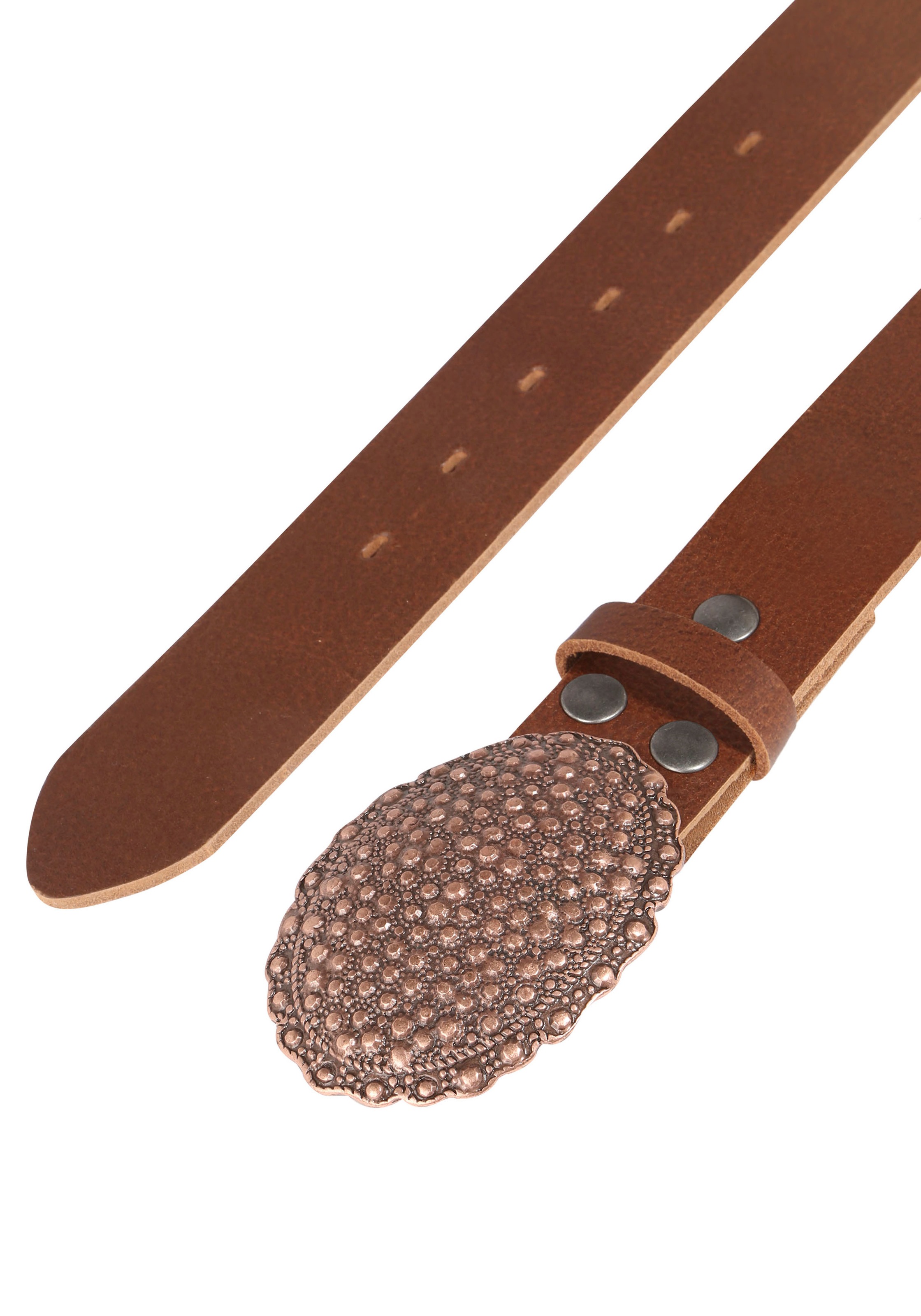 Rettungsring Gürtel Ledergürtel mit austauschbarer Schließe "Oval Nieten Ku günstig online kaufen