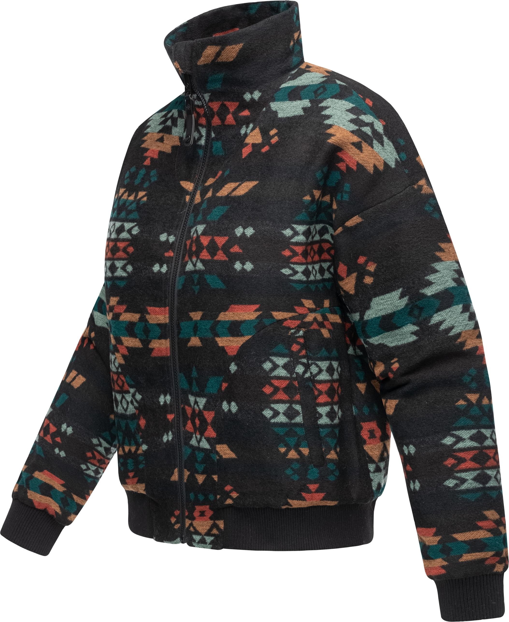 Ragwear Outdoorjacke »Toscia Ikat«, ohne Kapuze, Damen Übergangsjacke in Wolloptik mit angesagtem Inka-Muster