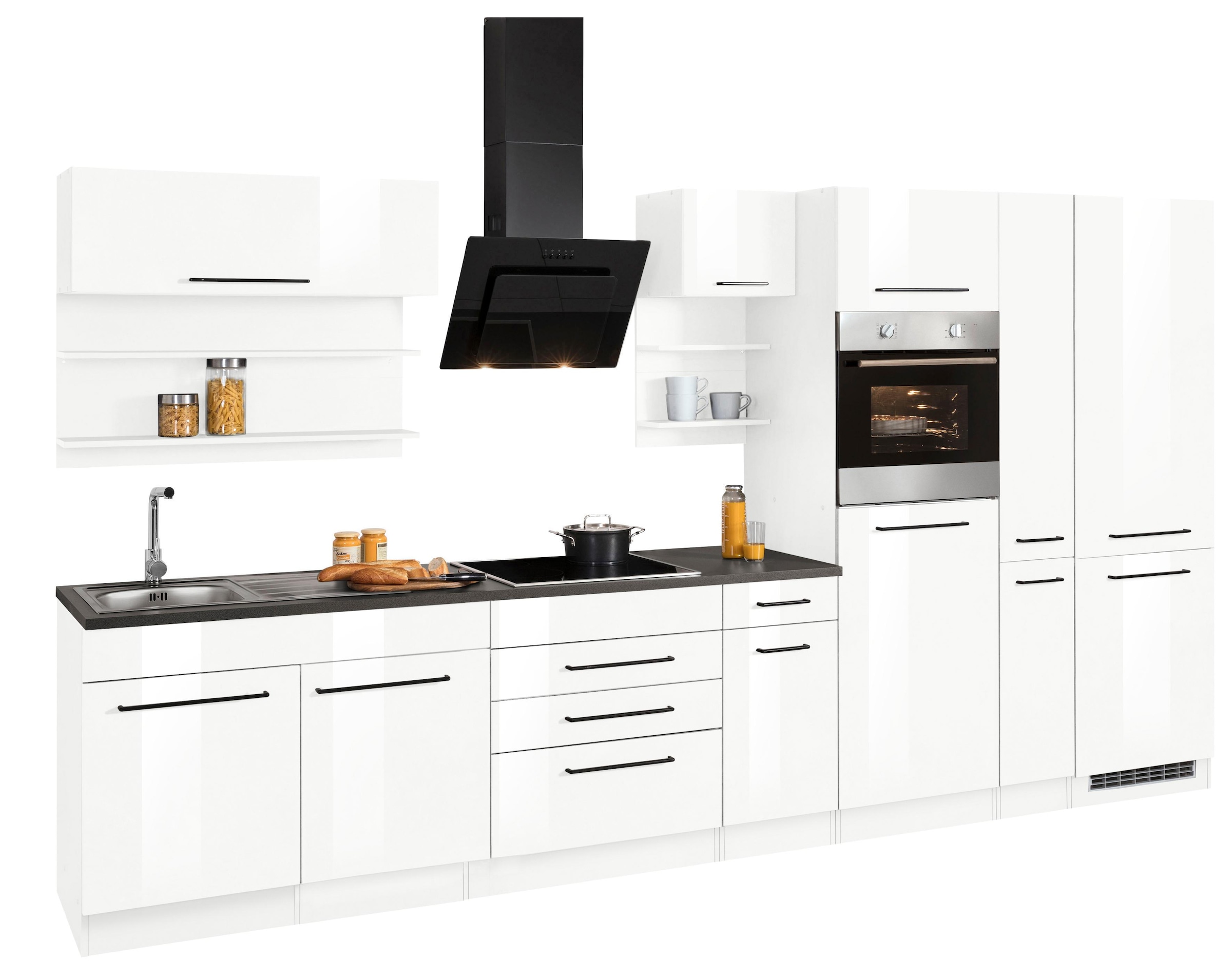 KOCHSTATION Küchenzeile "KS-Tulsa" mit E-Geräten, Breite 360 cm, schwarze M günstig online kaufen