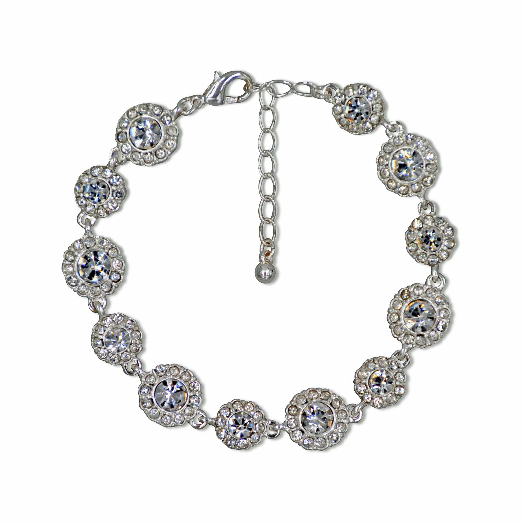 Steuer Armband »Metall weiß 19+5,0cm Blüten Glasstein ohne«