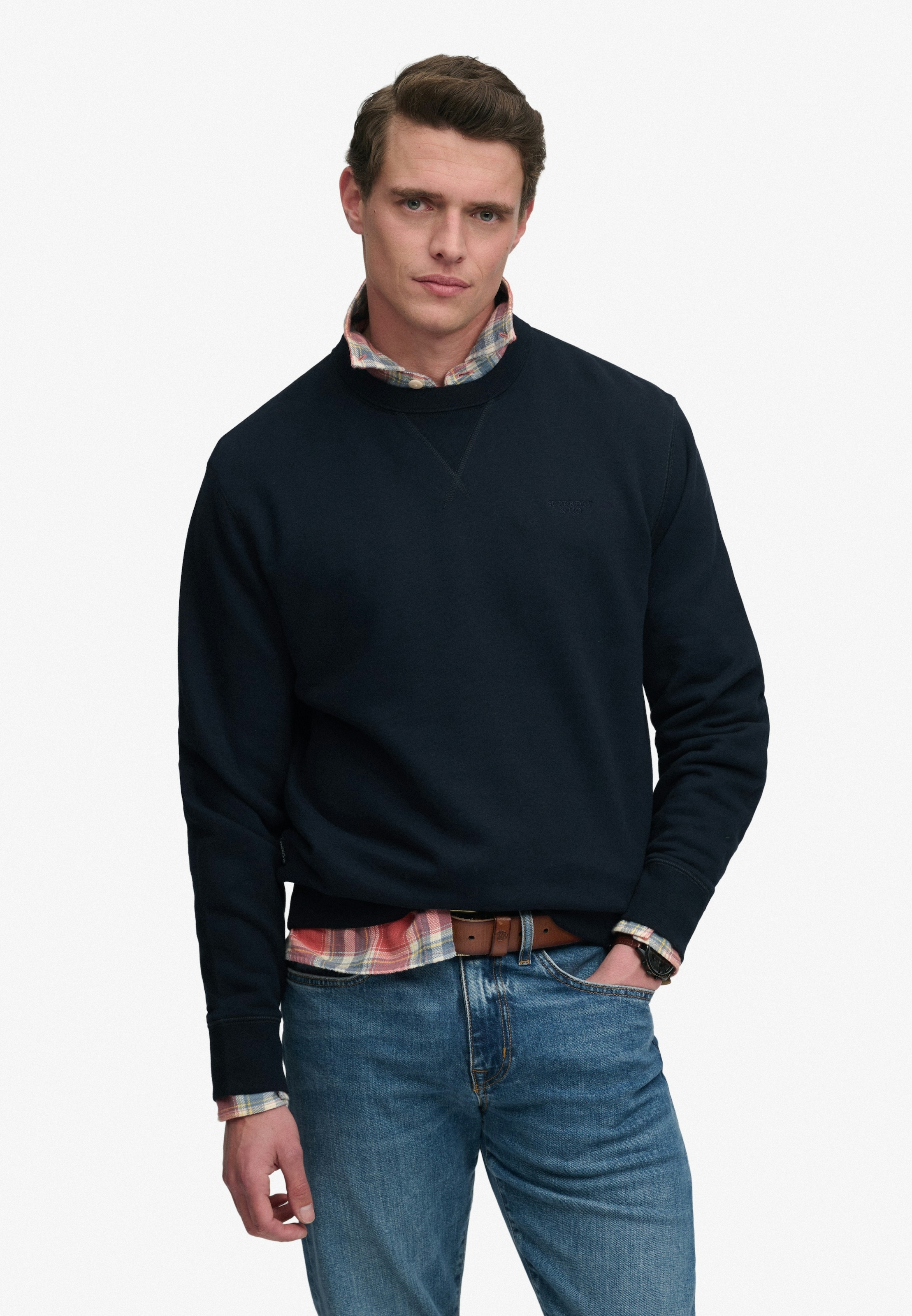 Superdry Sweatshirt "ESSENTIAL STACKED LOGO CREW", Baumwollmischung
