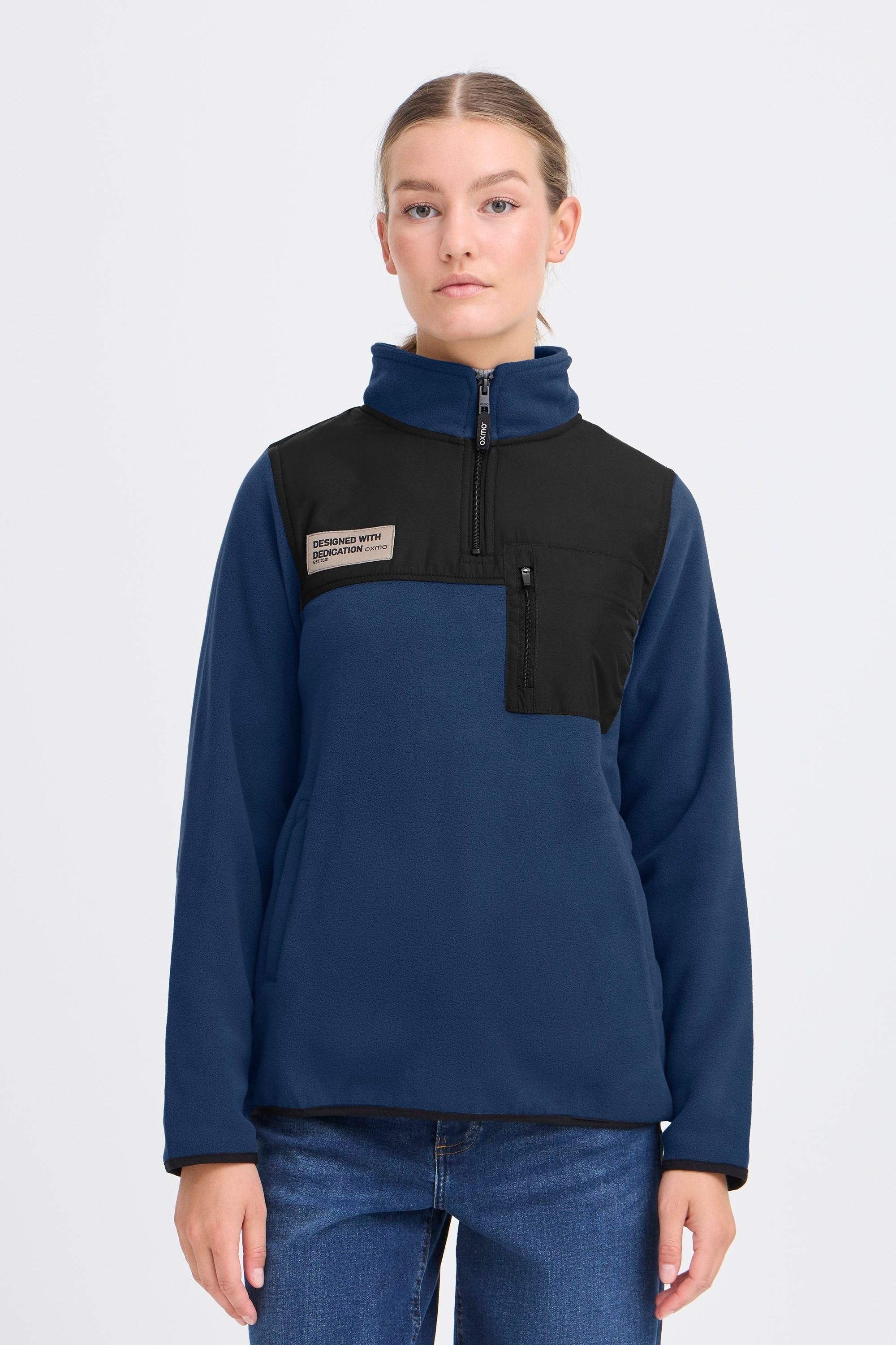 Troyer OXMO "Troyer OXNETE HALFZIP", Damen, Gr. XS, blau (marineblaus), Obermaterial: 100% Polyester PES., Pullover Troyer 2