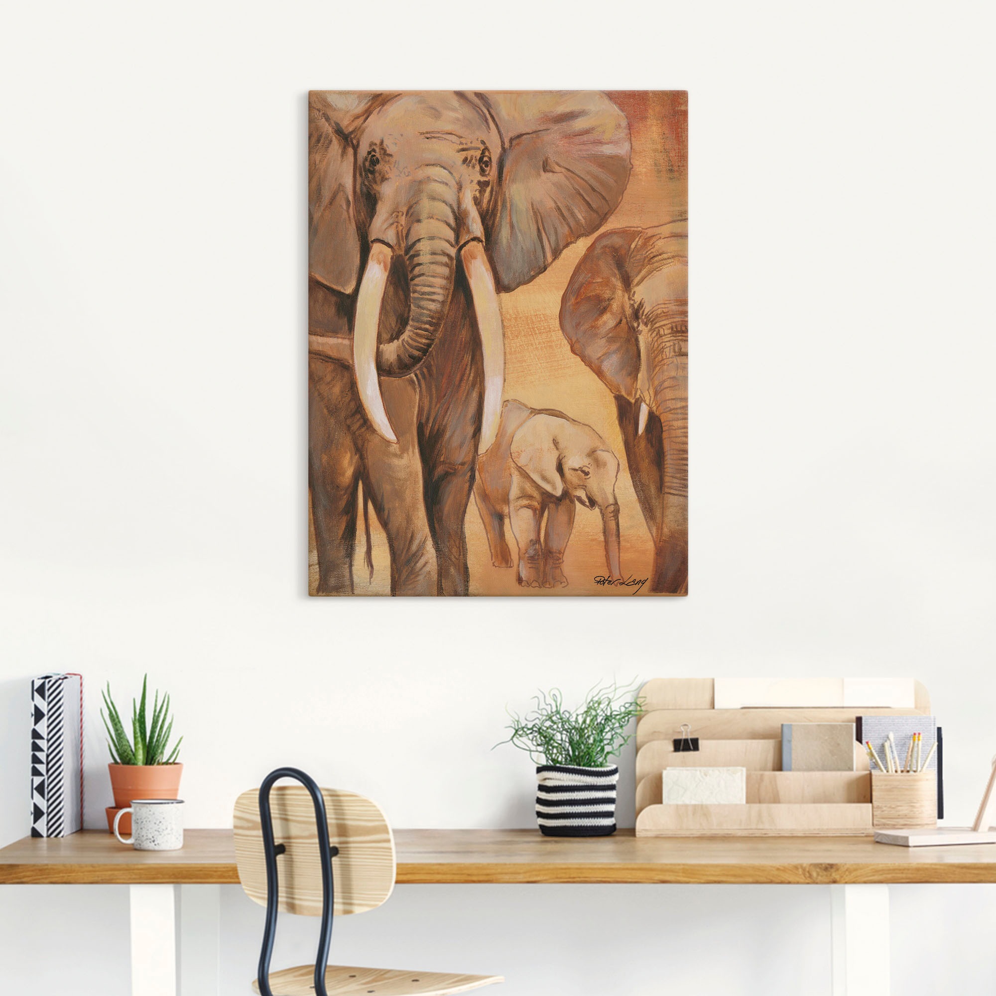 Artland Leinwandbild »Elefanten I«, Wildtiere, (1 St.), auf Keilrahmen gespannt