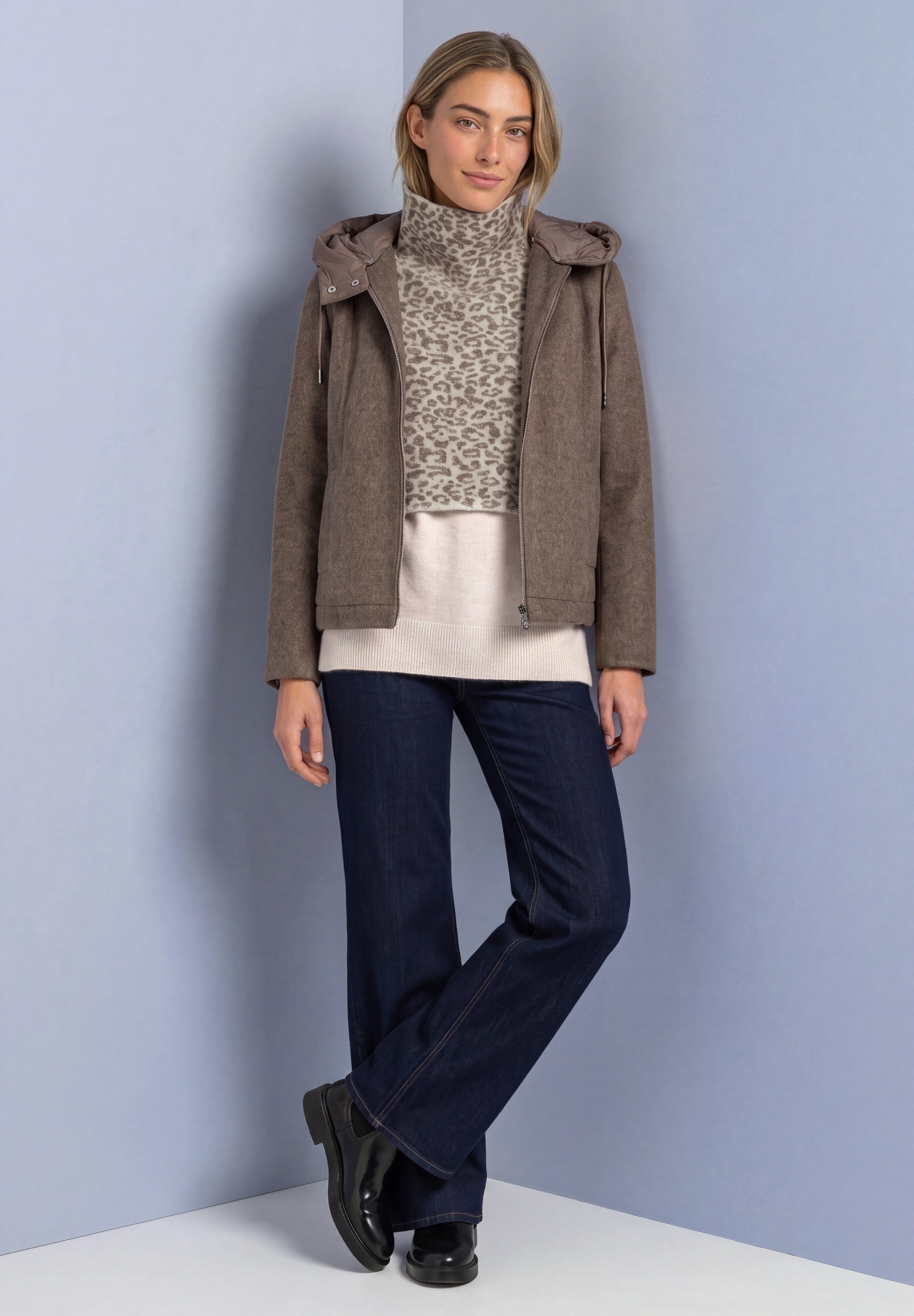 STREET ONE Pullunder Jacquard Kragen / Strickkragen mit Leo-Muster