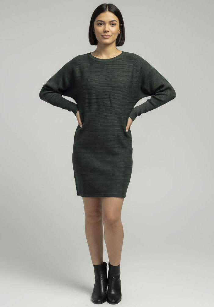 Laura Scott Strickkleid mit Fledermausärmeln und Rippstrick - NEUE KOLLEKTION