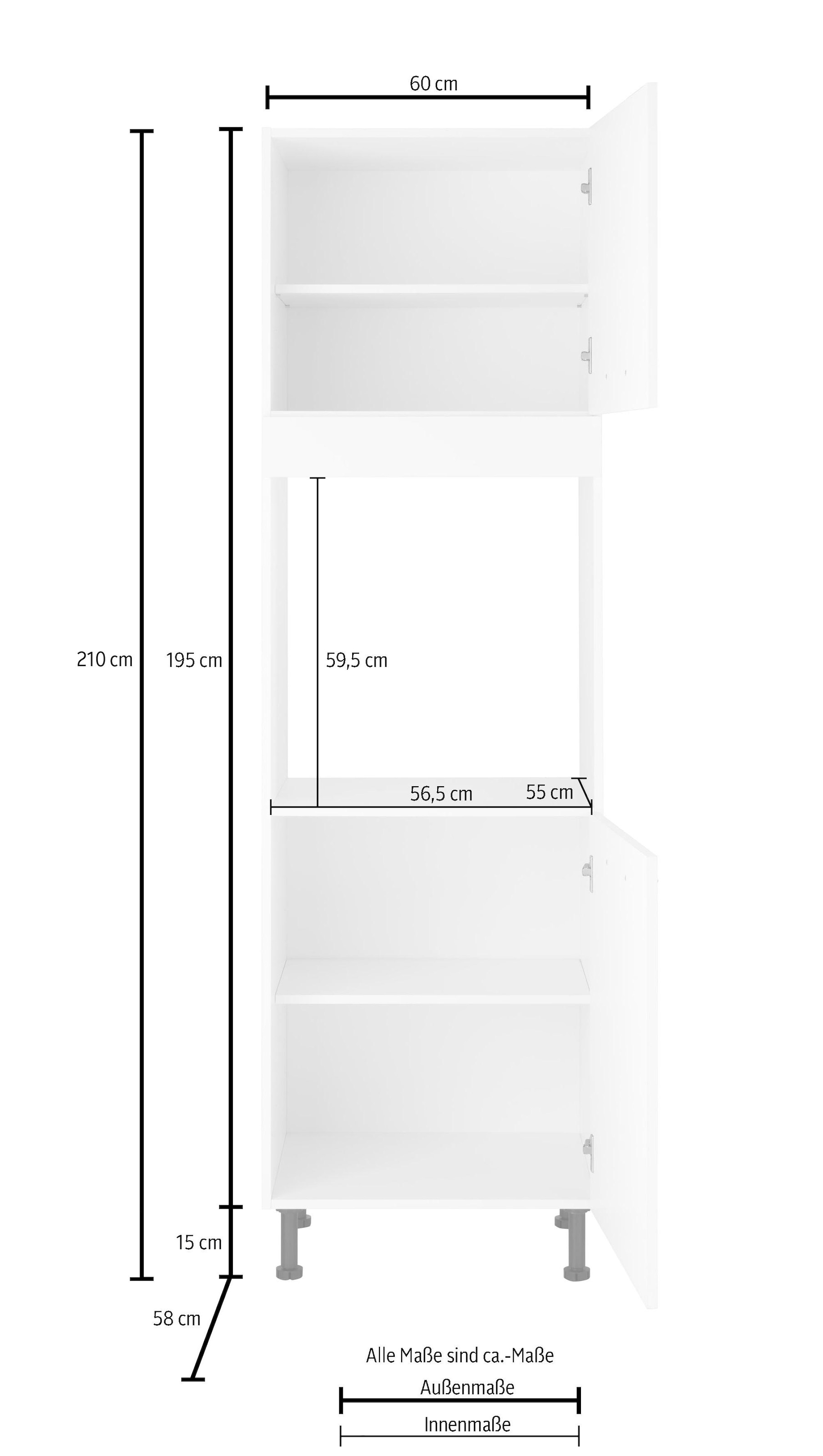 wiho Küchen Backofenumbauschrank Füße BAUR breit, | cm 60 »Ela«, höhenverstellbare kaufen