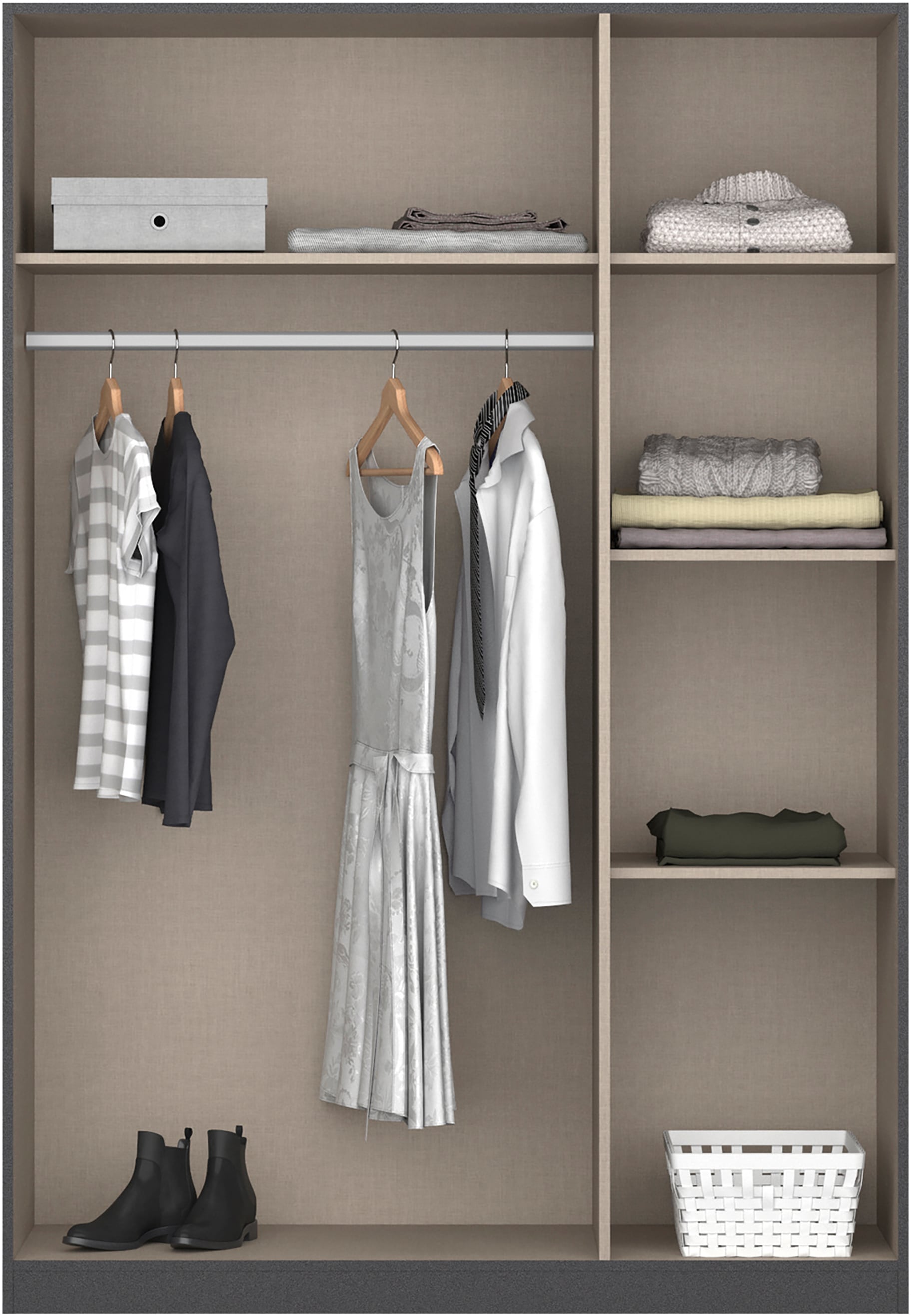 rauch Kleiderschrank »Freiham Drehtürenschrank Garderobe BESTSELLER« mit Spiegel und Schubkästen, Griffmulden,  Schlafzimmerschrank Schrank