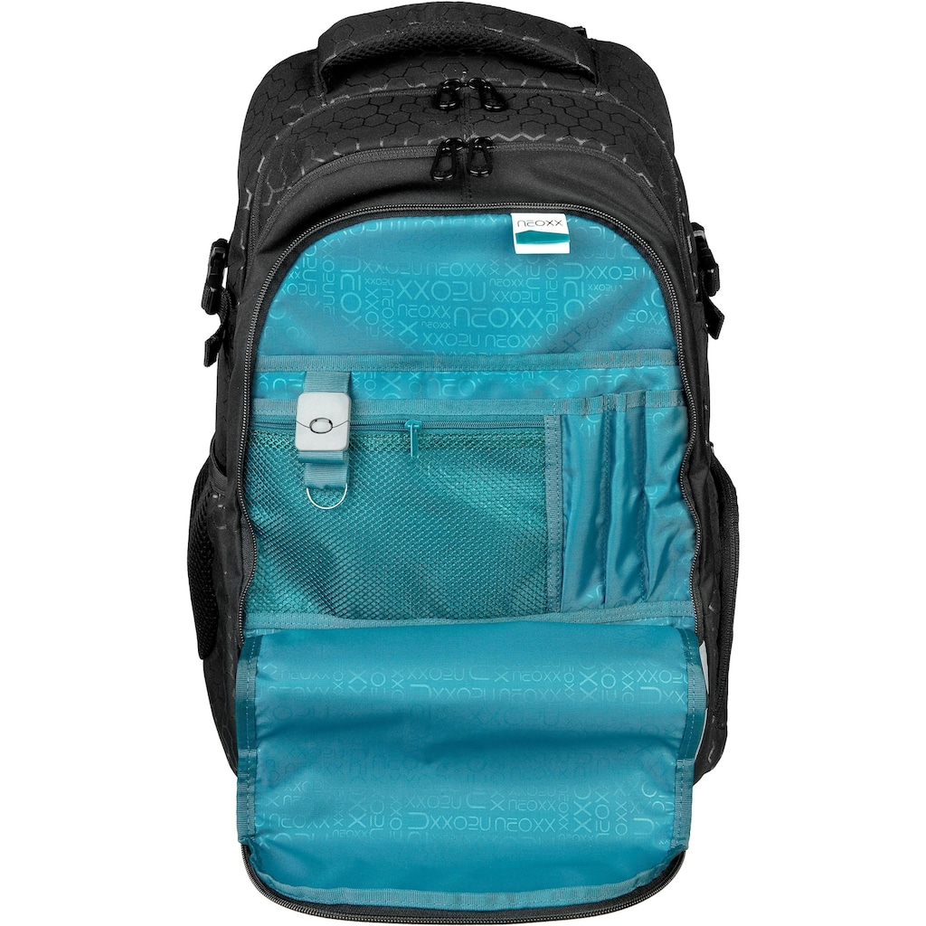 neoxx Schulrucksack »Active, Lost in black«, reflektierende Details