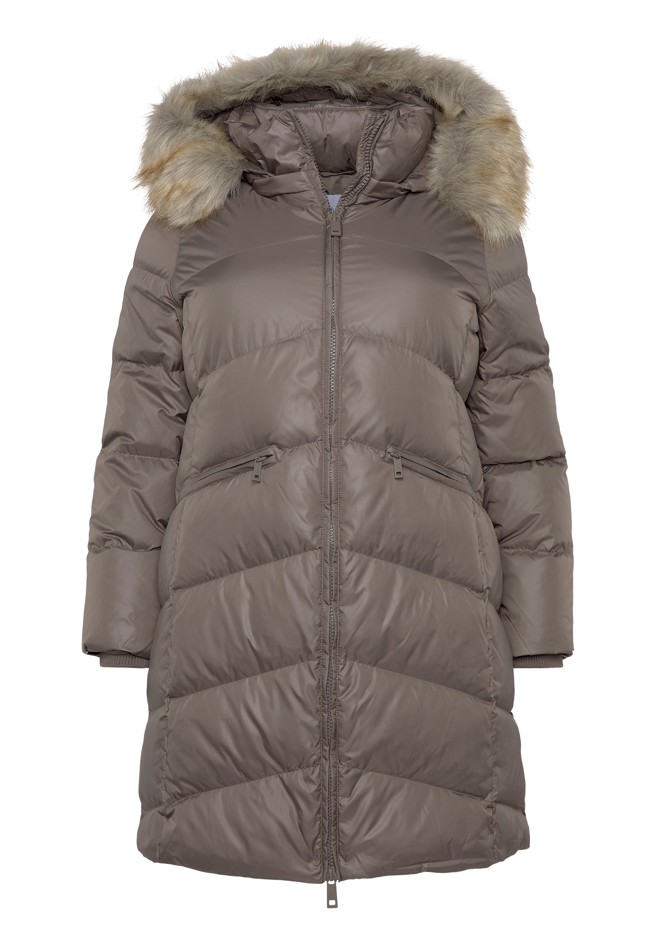 Calvin Klein Curve Steppmantel »ESSENTIAL REAL DOWN COAT INCLU«, mit praktischen Zippertaschen