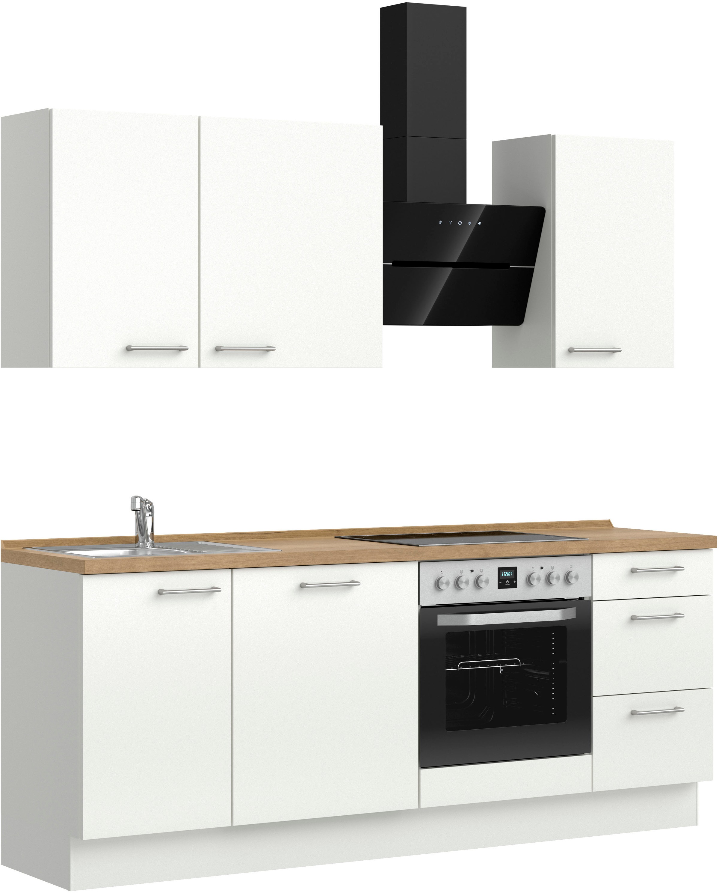 nobilia® Küchenzeile »"Laser II"«, vormontiert, Ausrichtung wählbar, Breite 210 cm, wahlw. mit E-Geräten