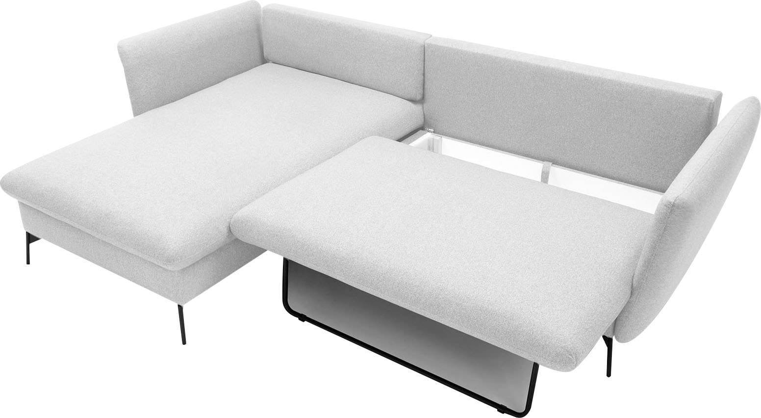 andas Ecksofa »LIVORNO,258 cm, L-Form,«, Schlaffunktion u. Bettkasten (139/224cm), Samt, Struktur, Webstoff