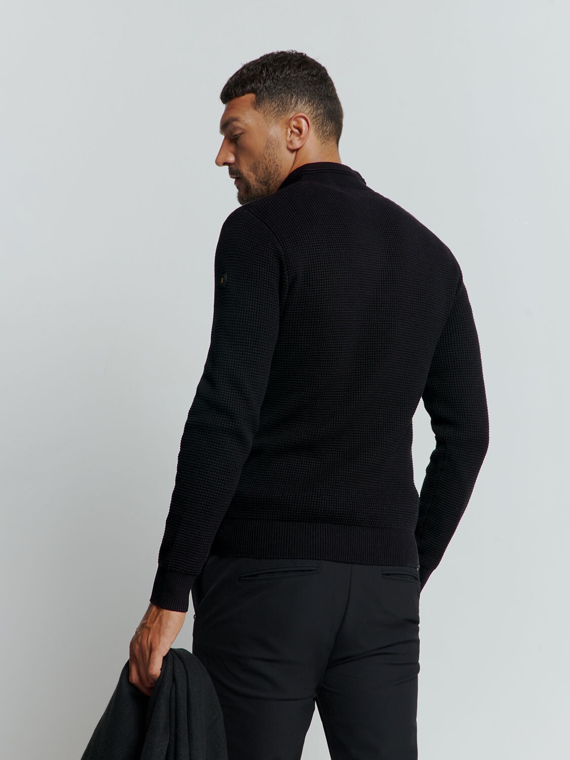 NO EXCESS Rollkragenpullover »No Excess Jacquard-Pullover mit halbem Reißverschluss«