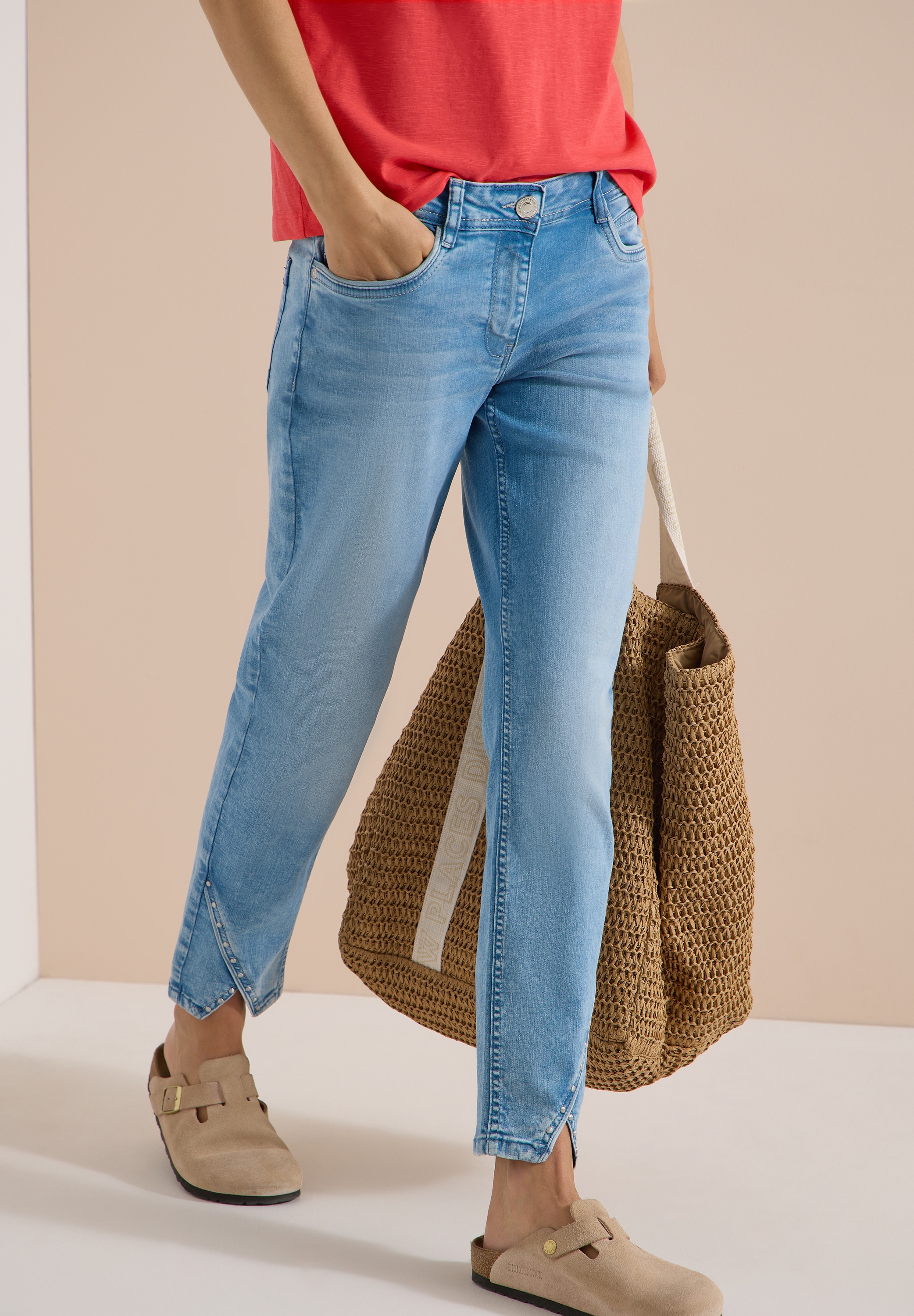 Cecil Straight-Jeans »Style Scarlett« mit Nietendetails / 5-Pocket-Style / Stretch