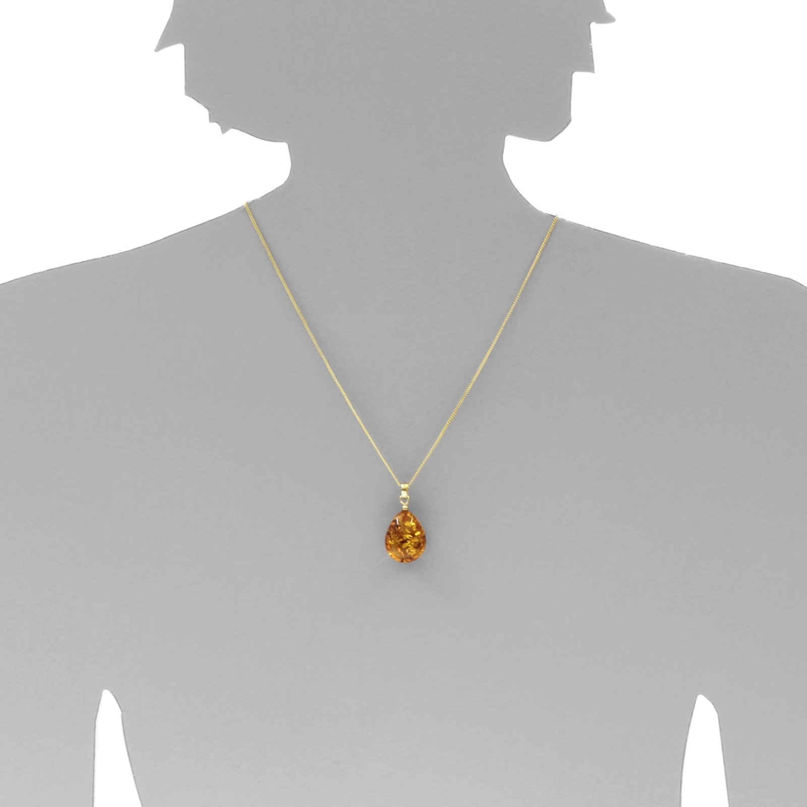Kettenanhänger OSTSEE-SCHMUCK "Ostsee-Schmuck Anhänger Tropfen ca. 22 mm lang - Gold 333/000", gelb, Schmuckanhänger, Damen, 32 x 14mm, Bernstein, 2,9 g, Kettenanhänger 2