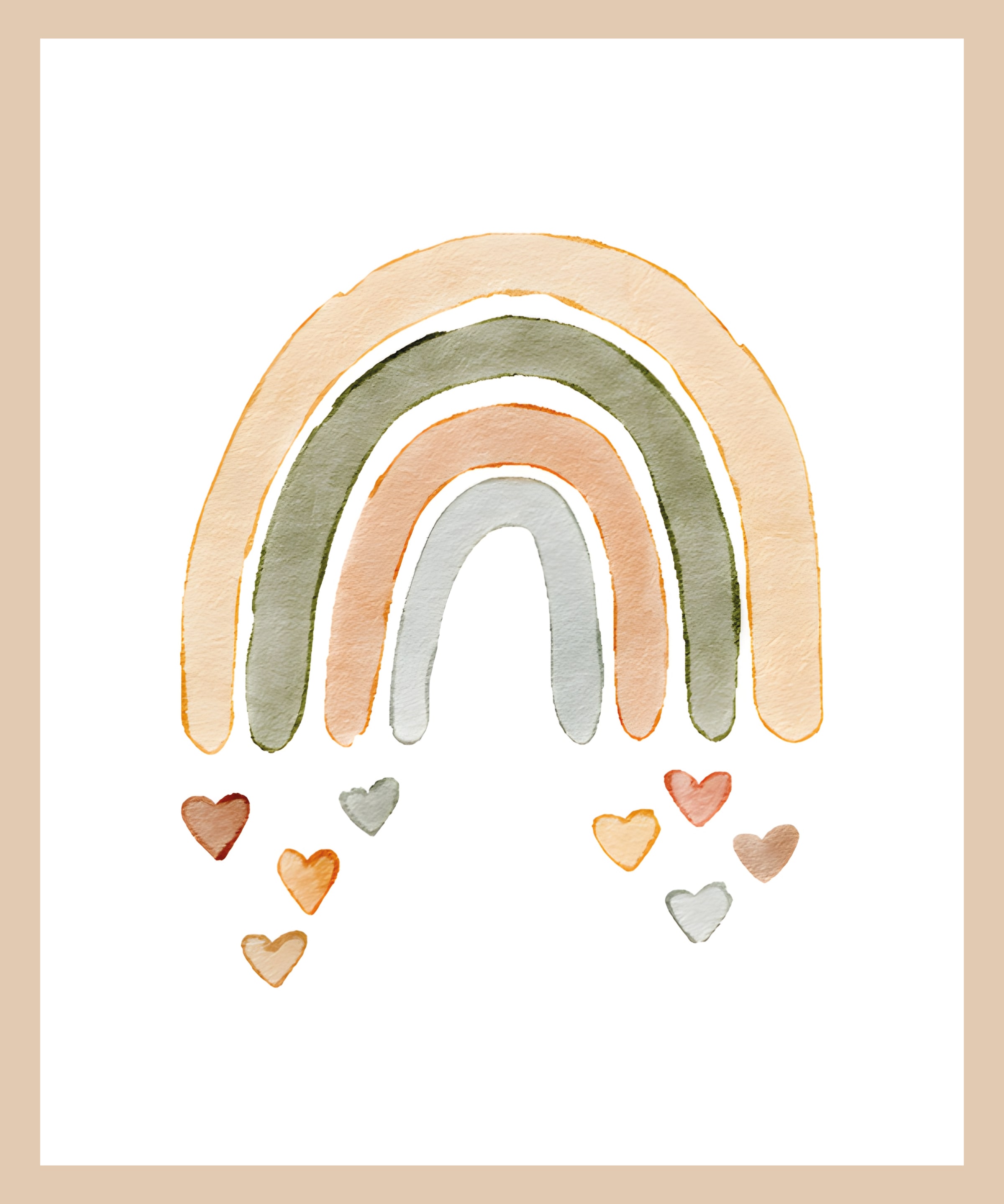 Lüttenhütt Bild mit Rahmen »Bunter Regenbogen mit Herzen«, Fantasy-Herz-Herzen-Regenbogen, (1 St.), Premium Rahmenbild, Motive in wunderschönen Pastelltönen