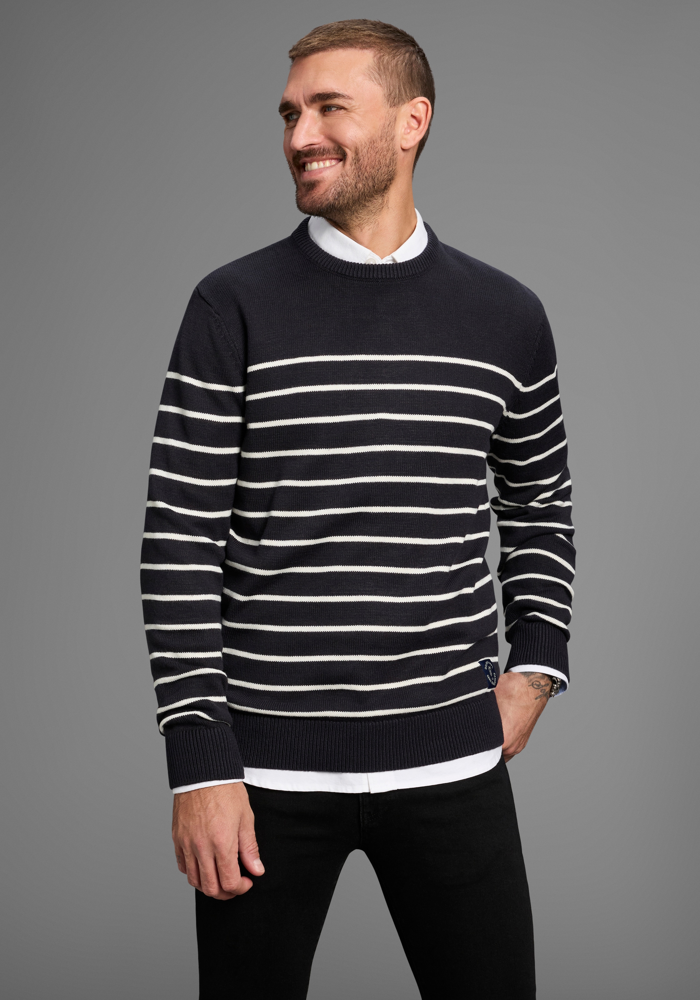DELMAO Streifenpullover »Bis Größe 3 XL«, im maritimen Stil - NEUE KOLLEKTION