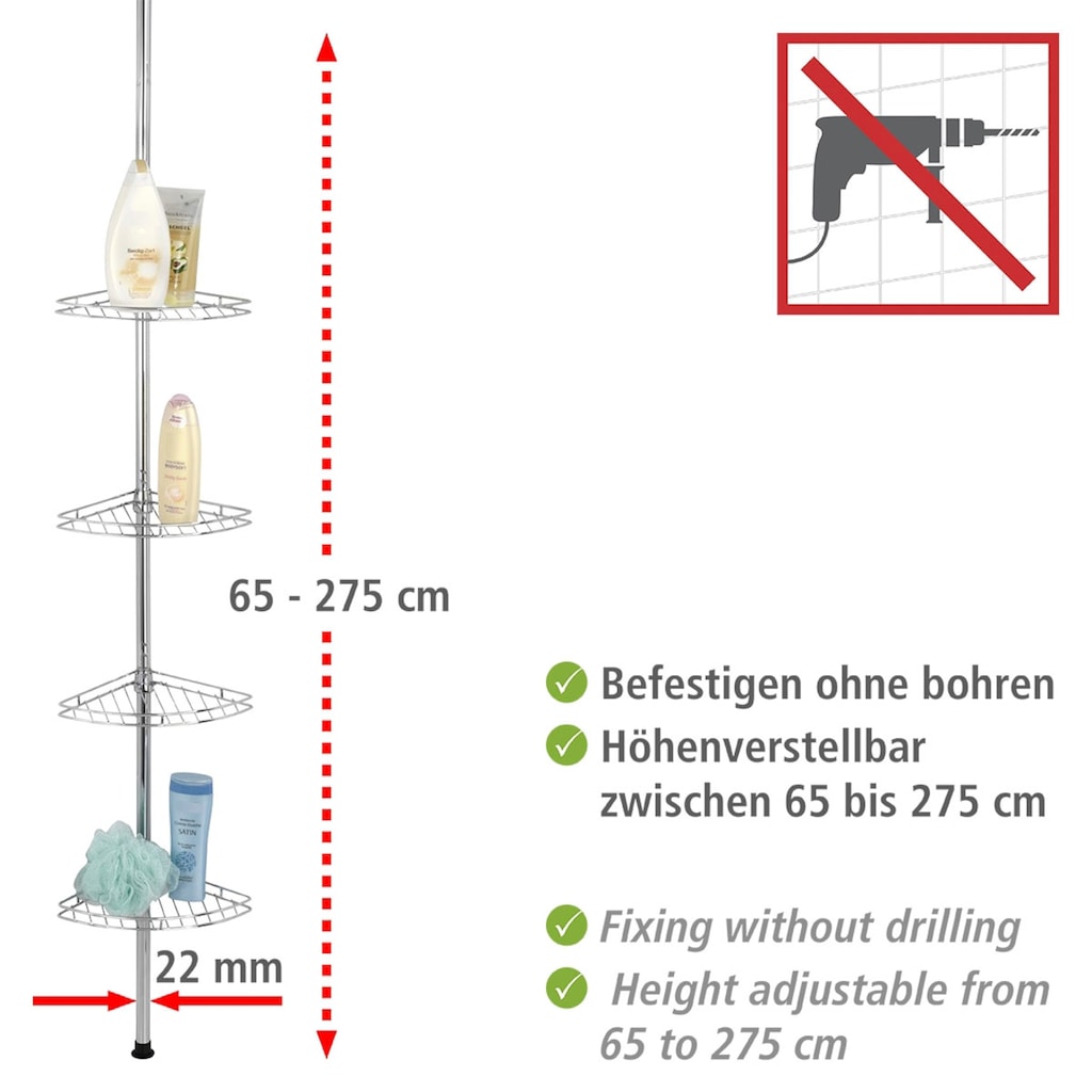 WENKO Teleskopregal »Prea«, 4 Ablagen