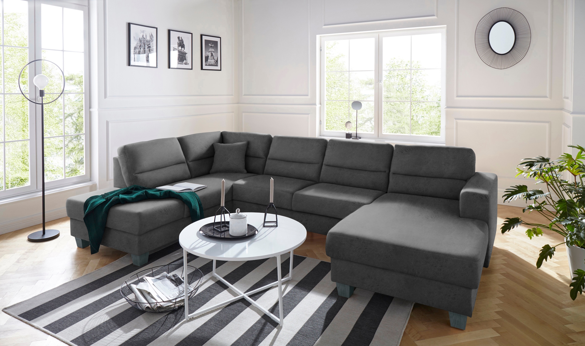 TRENDMANUFAKTUR Wohnlandschaft »Chamber, zeitlos und modern, bequem, hoher Sitzkomfort, U-Form«, wahlweise mit Schlaffunktion