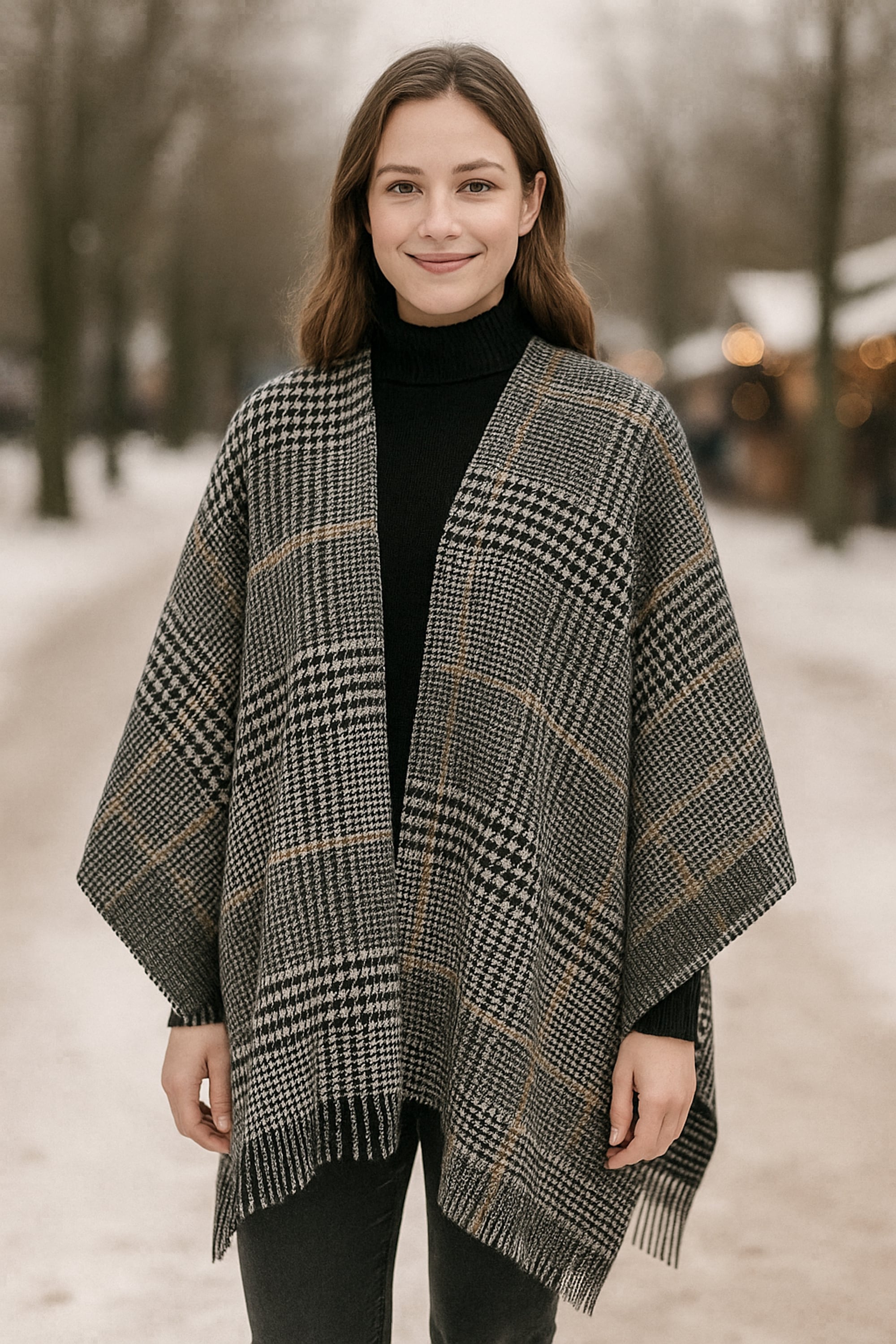 COLLEZIONE ALESSANDRO XXL-Schal »Hahnentritt« 1 Stk. schwarz-weiß mit braun