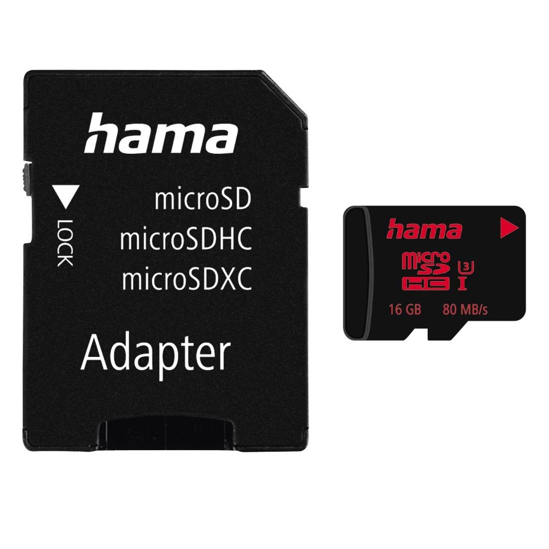 Hama Speicherkarte »microSDHC 16GB UHS Speed Class 3 UHS-I 80MB/s + Adapter/Foto«,... kaufen
