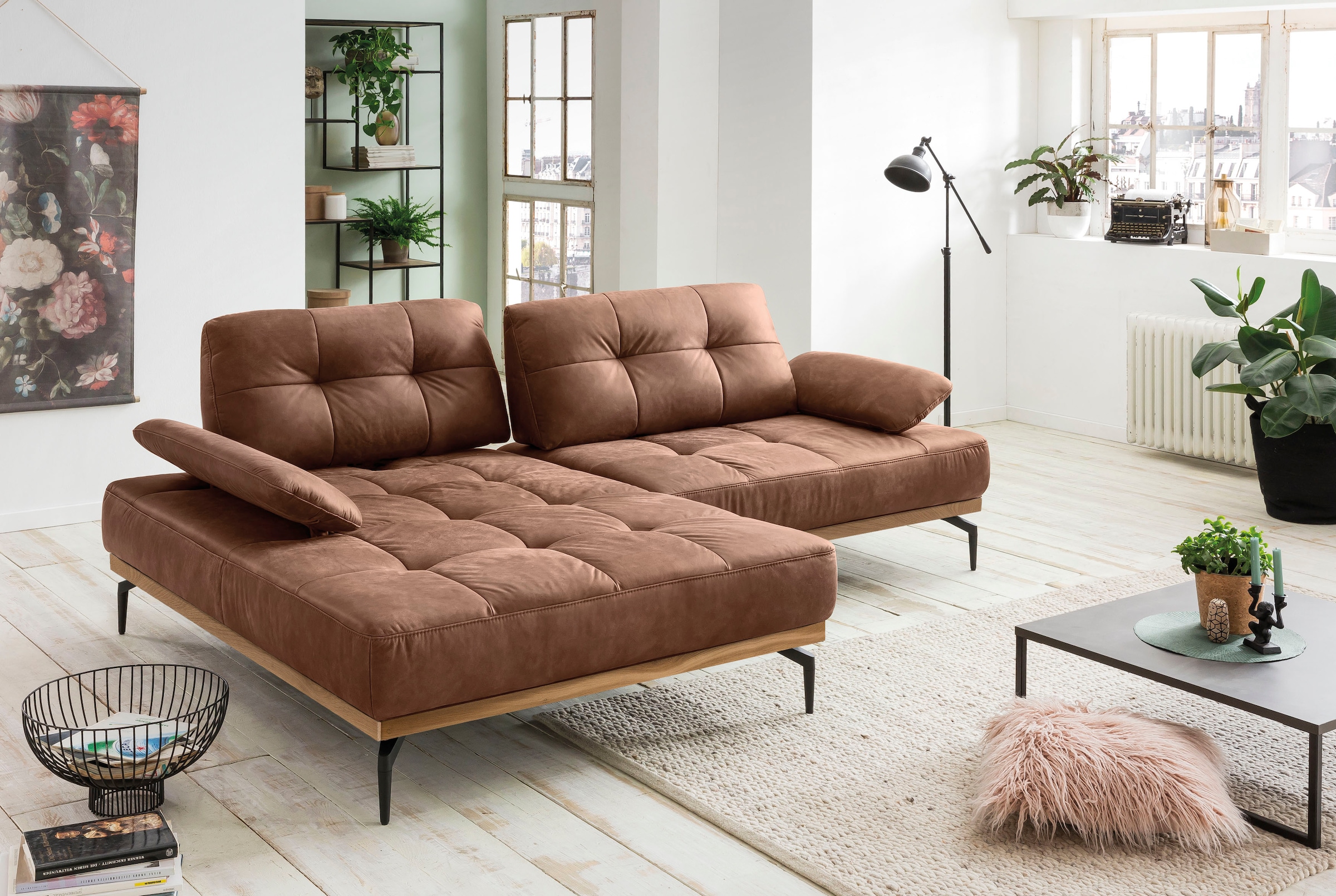 Inklusive BAUR fashion sofa | Armlehnenverstellung, Metallfüße exxpo Ecksofa, - Sitztiefenverstellung, kaufen