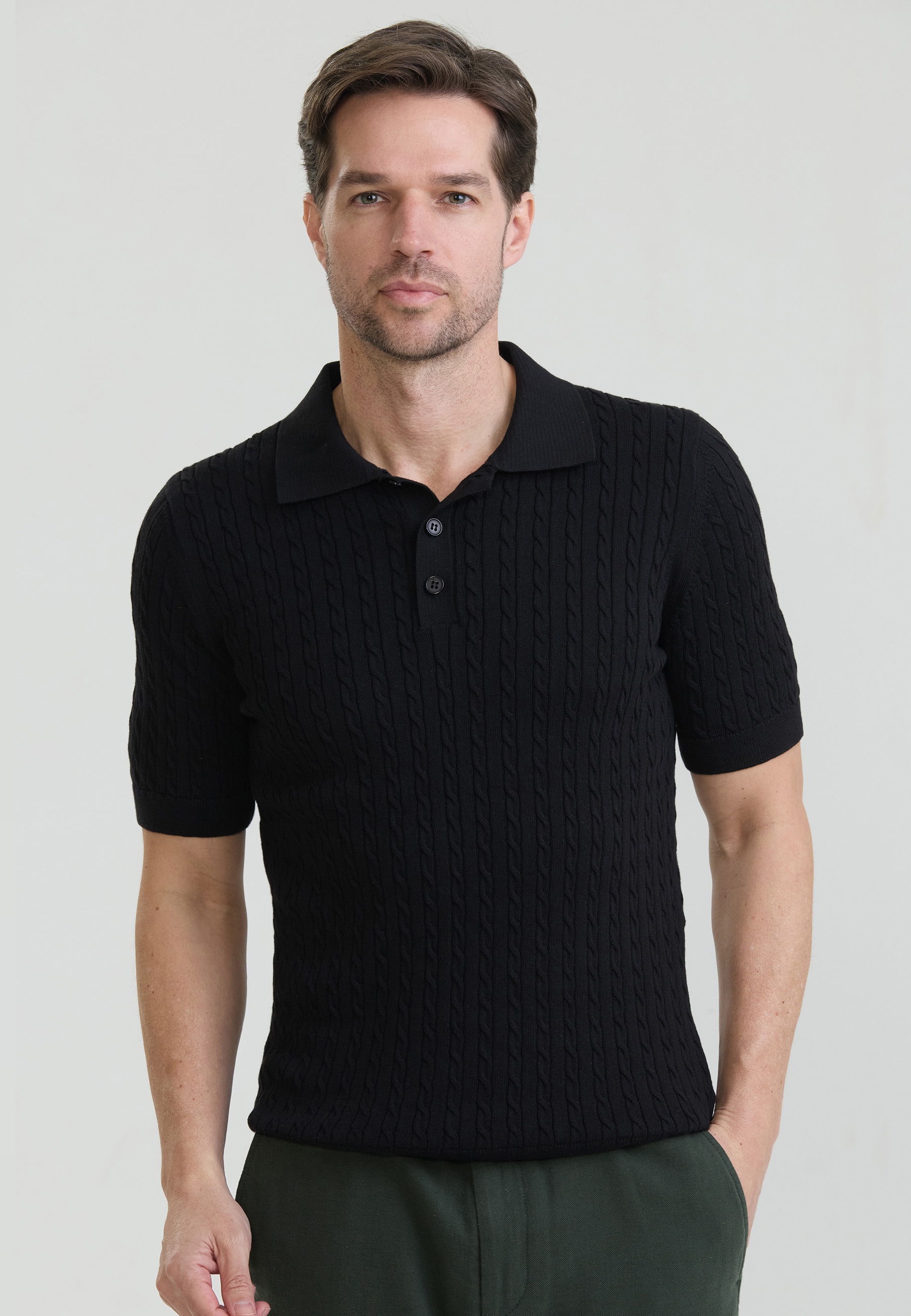 Felix Hardy "Polo Shirt Kurzarm mit Zopfmuster"