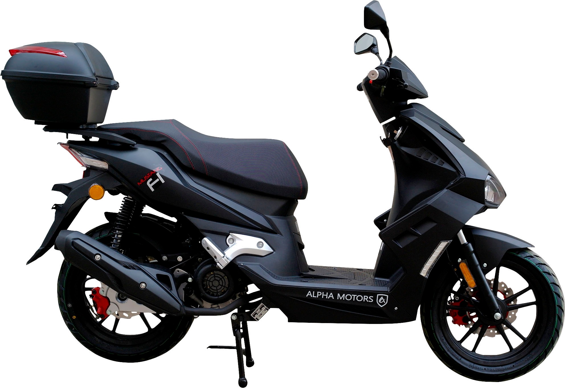 Alpha Motors Motorroller Mustang FI 125 ccm 85 kmh EURO 5+ mattschwarz inkl. Topcase