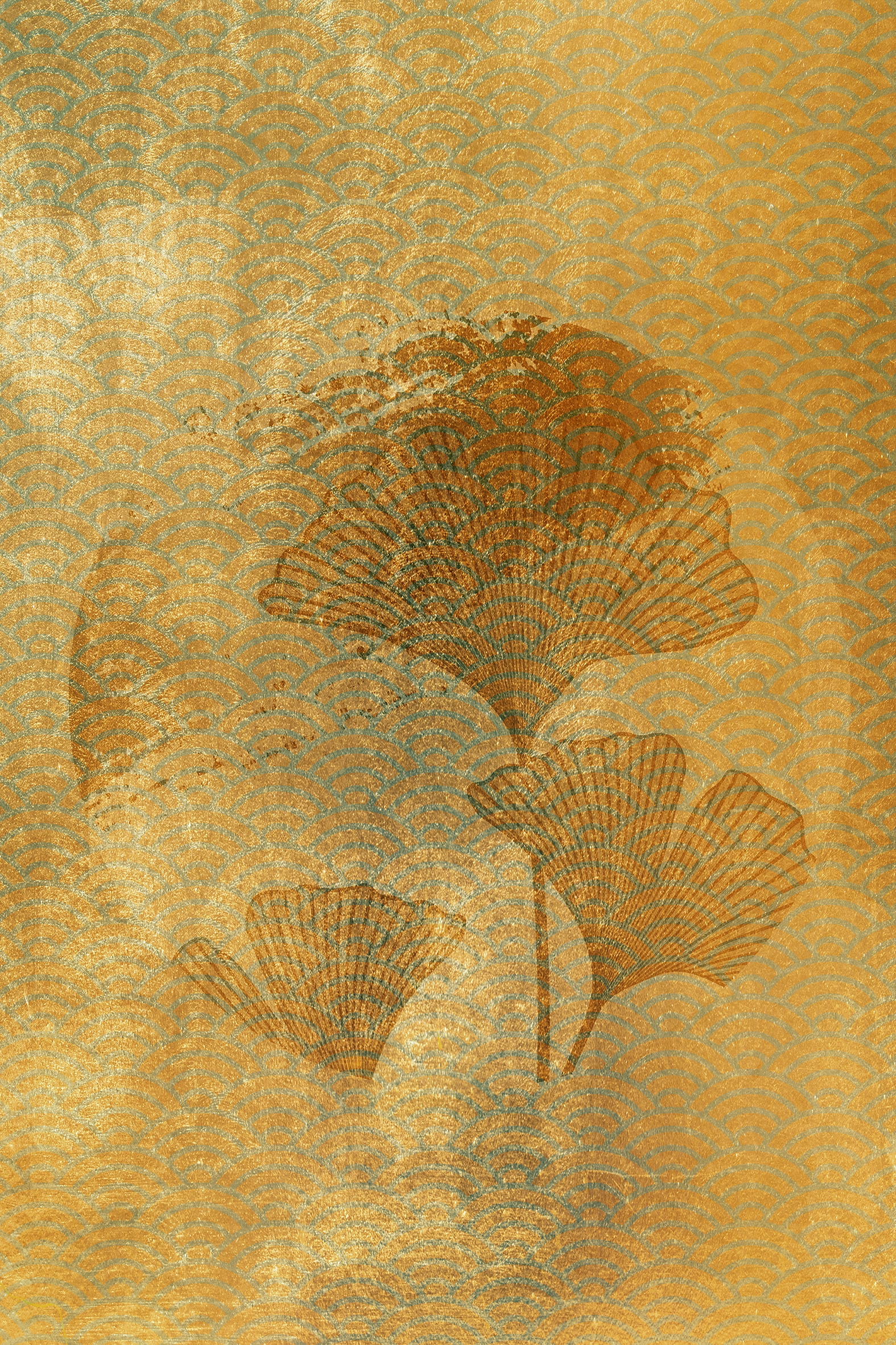 queence Leinwandbild "Ginkgo in Gold Abstrakte Kunst, Canvas Bild von Hand bespannt" 1 Stk. tlg. Zeitlose Ginkgo-Motive in hellen Farben