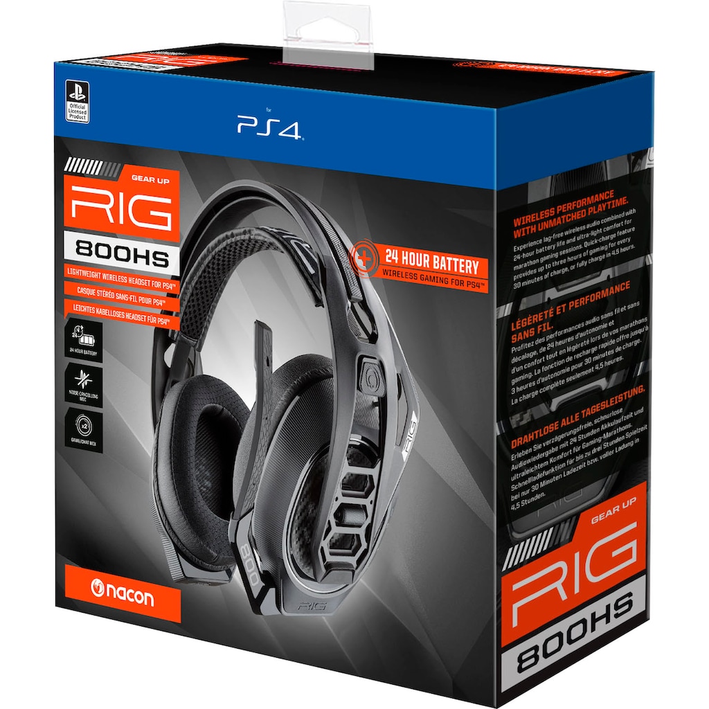 nacon Gaming-Headset »Nacon RIG 800HS V2 Gaming-Headset, schwarz, 3,5 mm Klinke«, Audio-Chat-Funktionen, kabelloses, Stereo, Over Ear, PC, PS4