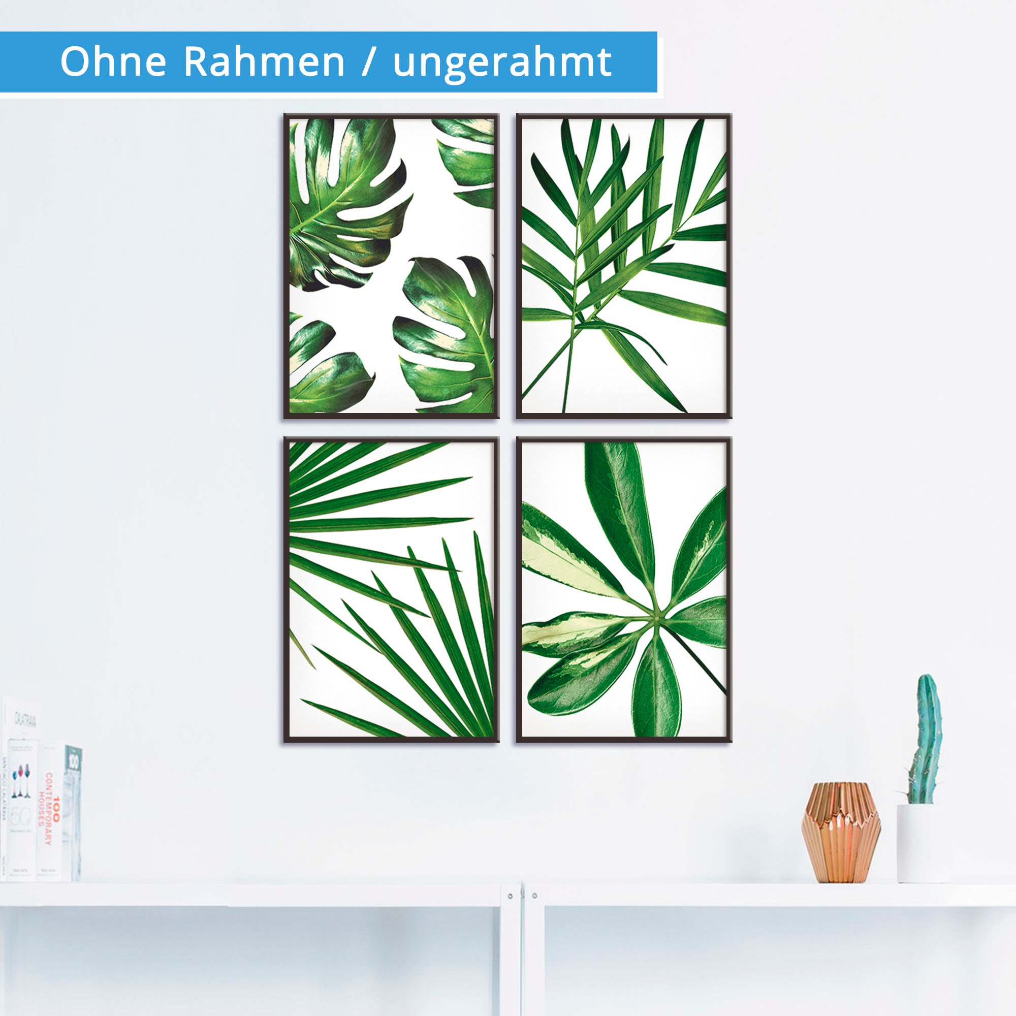 Artland Poster »Blätter«, Blätter, (4 St.), Poster, Wandbild, Bild, Wandposter