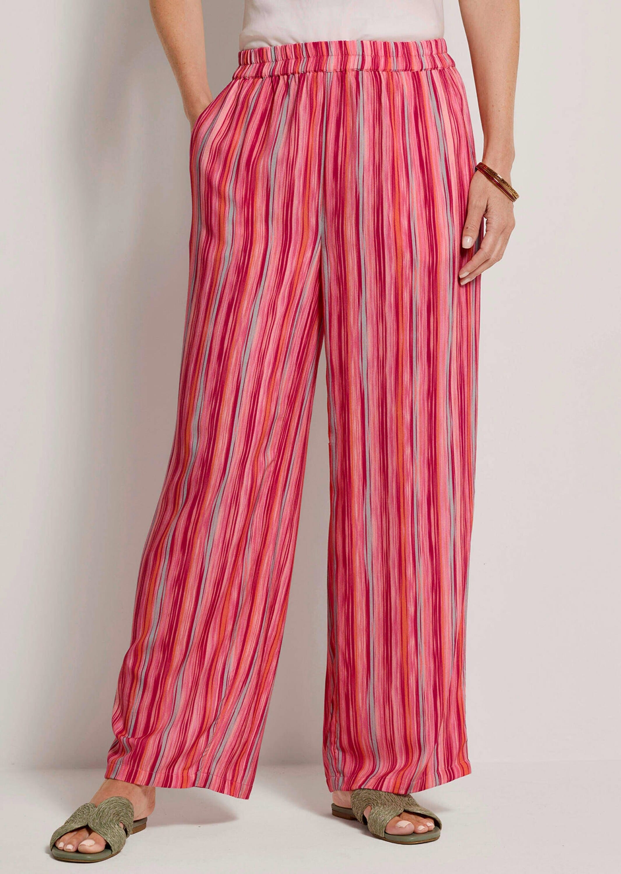 GOLDNER Stoffhose »Kurzgröße Palazzohose VERA mit Längsstreifen«