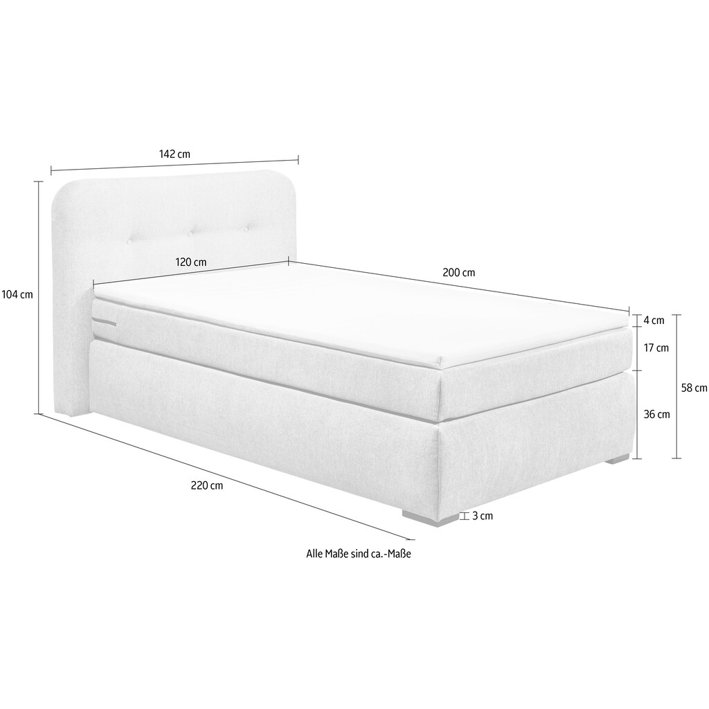 ED EXCITING DESIGN Boxspringbett »La Palma«, inkl. Topper und Bettkasten