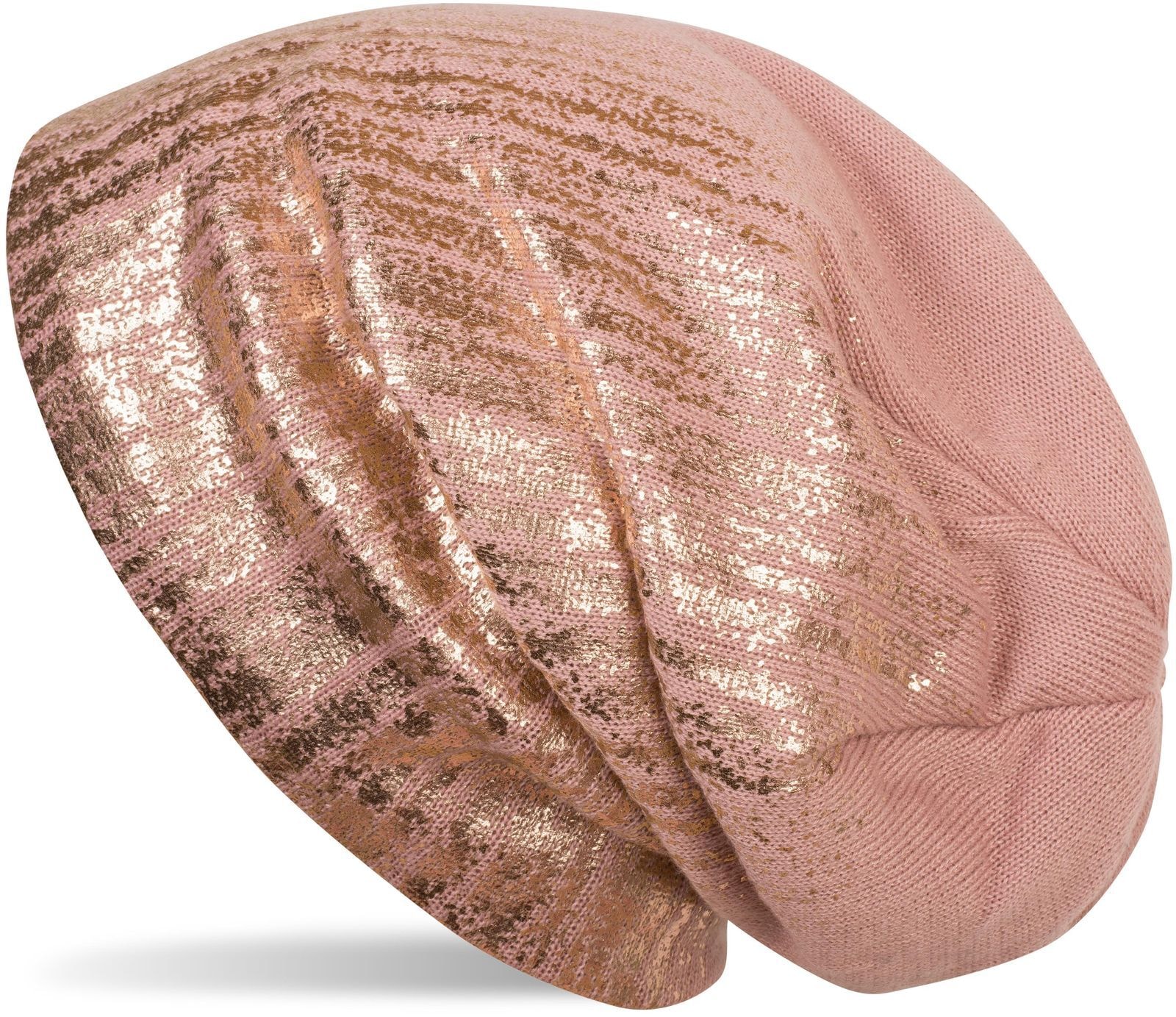 styleBREAKER Strickmütze "Feinstrick Beanie mit Metallic Print" 1 Stk.