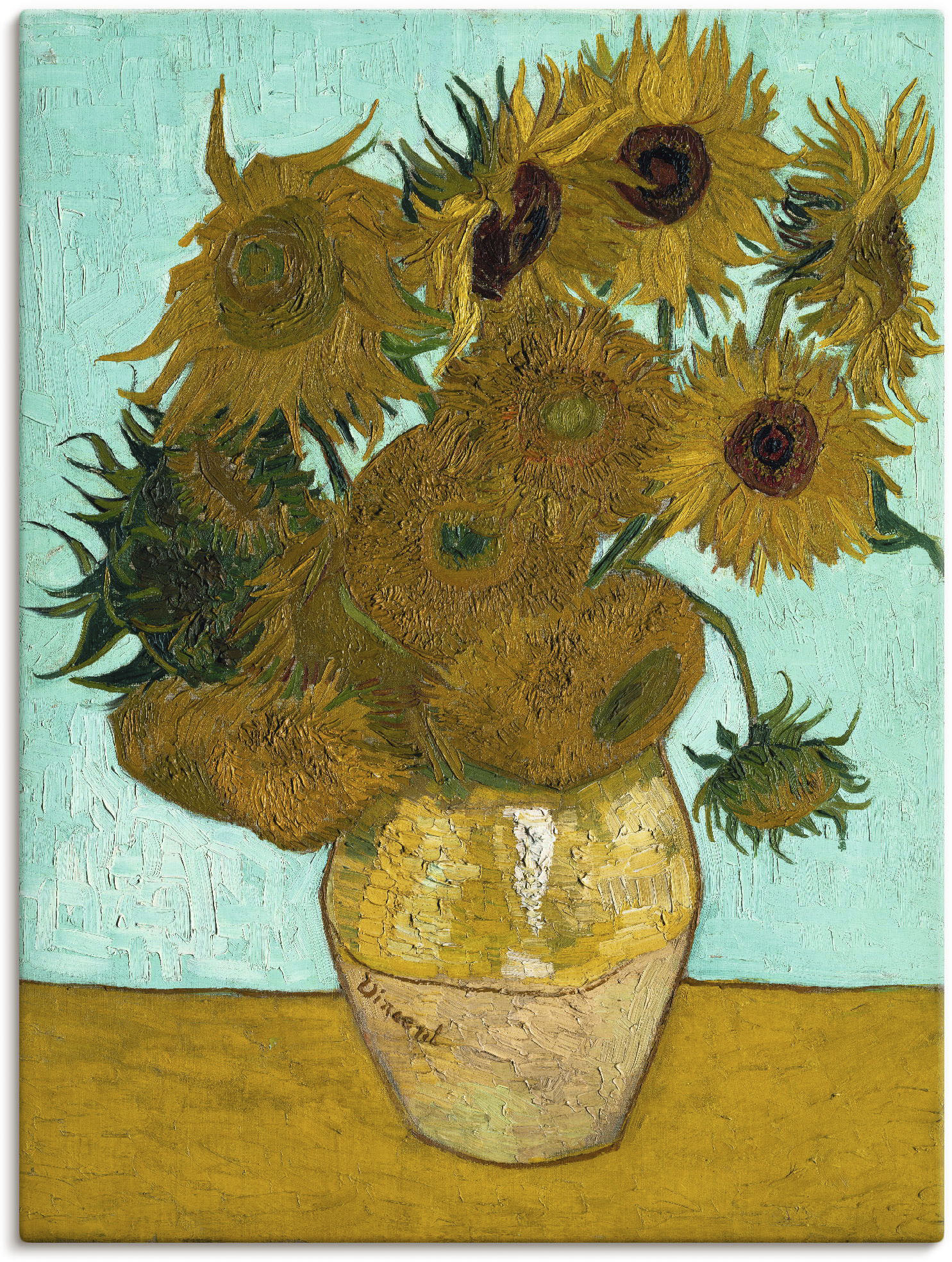 Artland Leinwandbild "Vase mit Sonnenblumen. 1888" Blumen 1 Stk. tlg. auf Holzrahmen gespannt