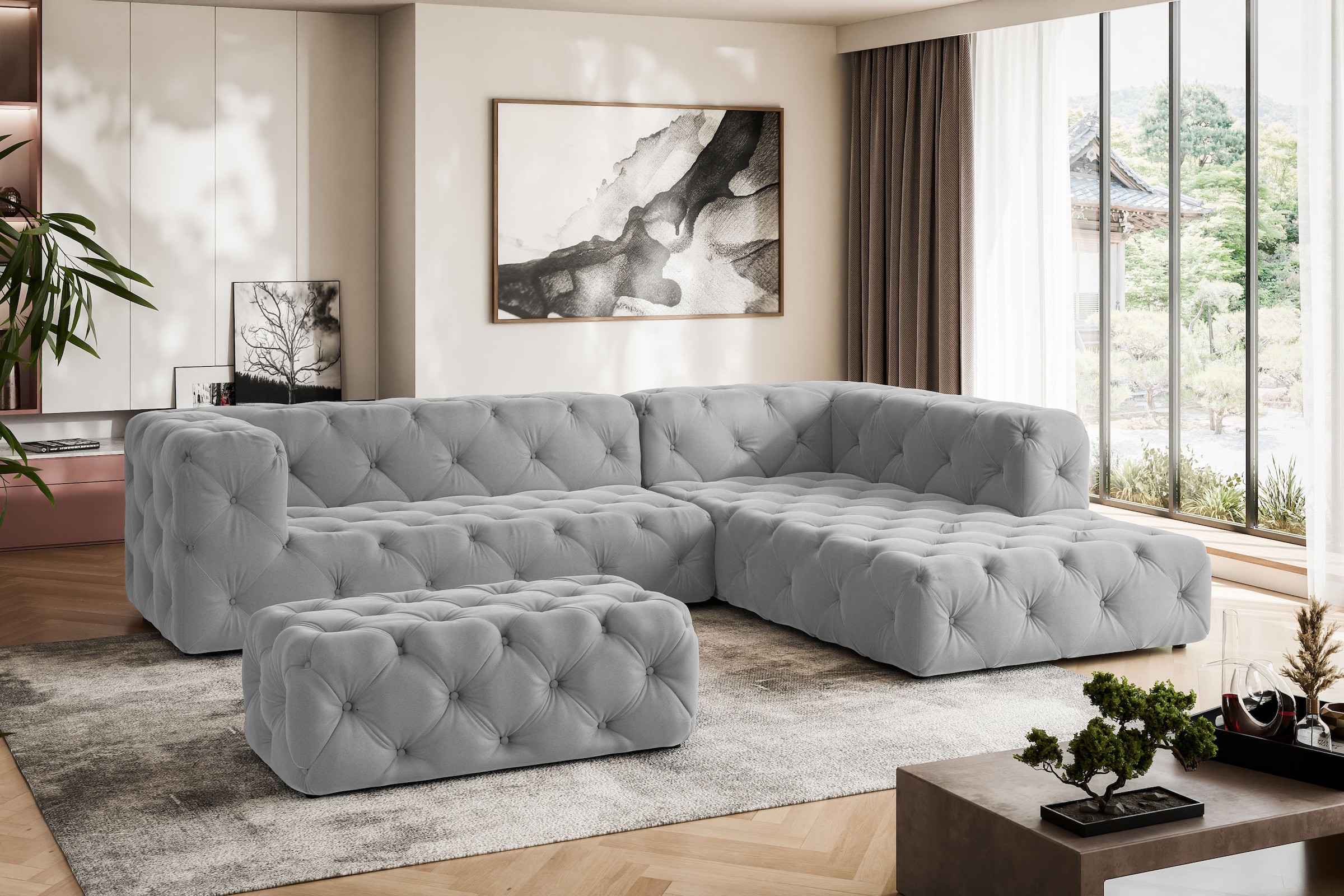 Home affaire Ecksofa "FOLLINA" L-Form, mit klassischer Chesterfield-Knopfhe günstig online kaufen