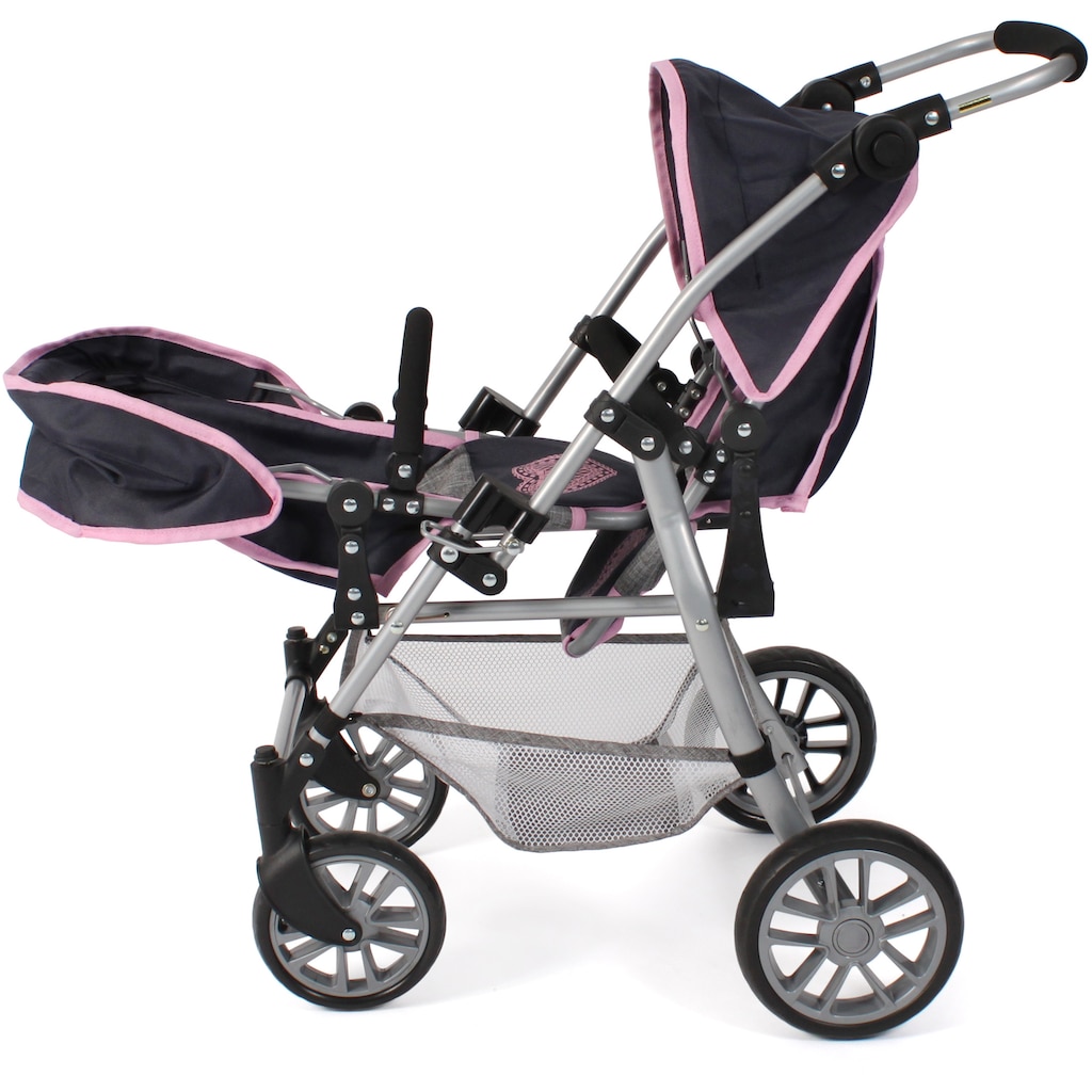 CHIC2000 Puppen-Zwillingsbuggy »Twinny, Grau-Navy«