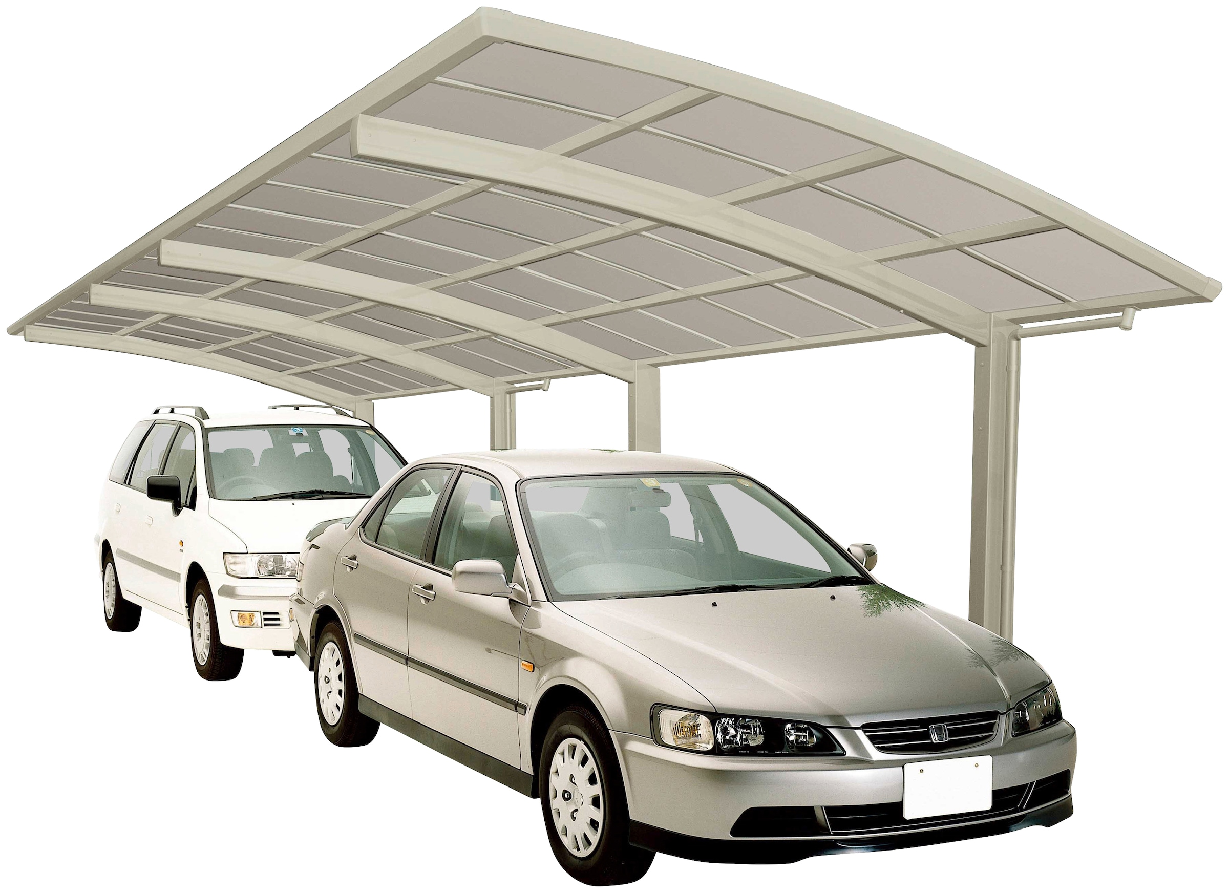 Ximax Doppelcarport "Portoforte Typ 80 Tandem-Edelstahl-Look", Aluminium, 254 cm, edelstahlfarben, Aluminium