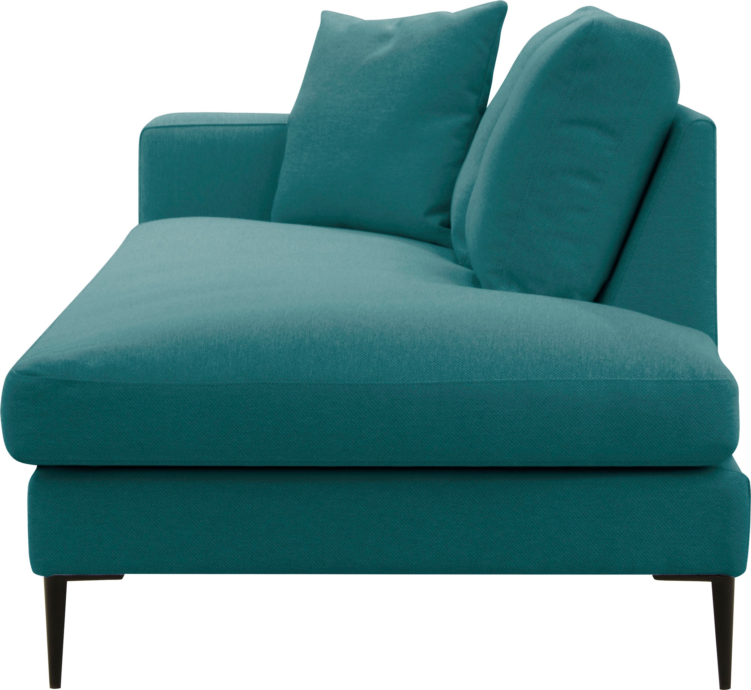 Leonique Recamiere »Cozy Chaiselongue, Maße B/T/H: 195/97/80 cm«, mit losen Kissen und Metallbeinen, Armlehne links oder rechts wählbar