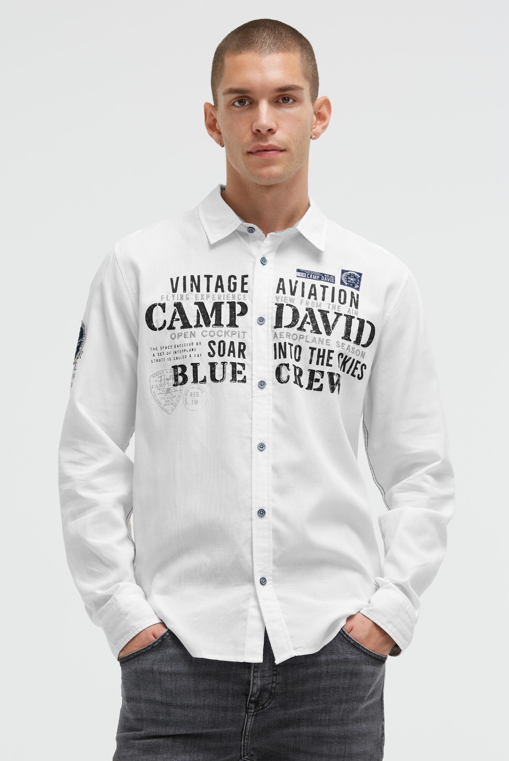 CAMP DAVID Langarmhemd aus Baumwolle günstig online kaufen
