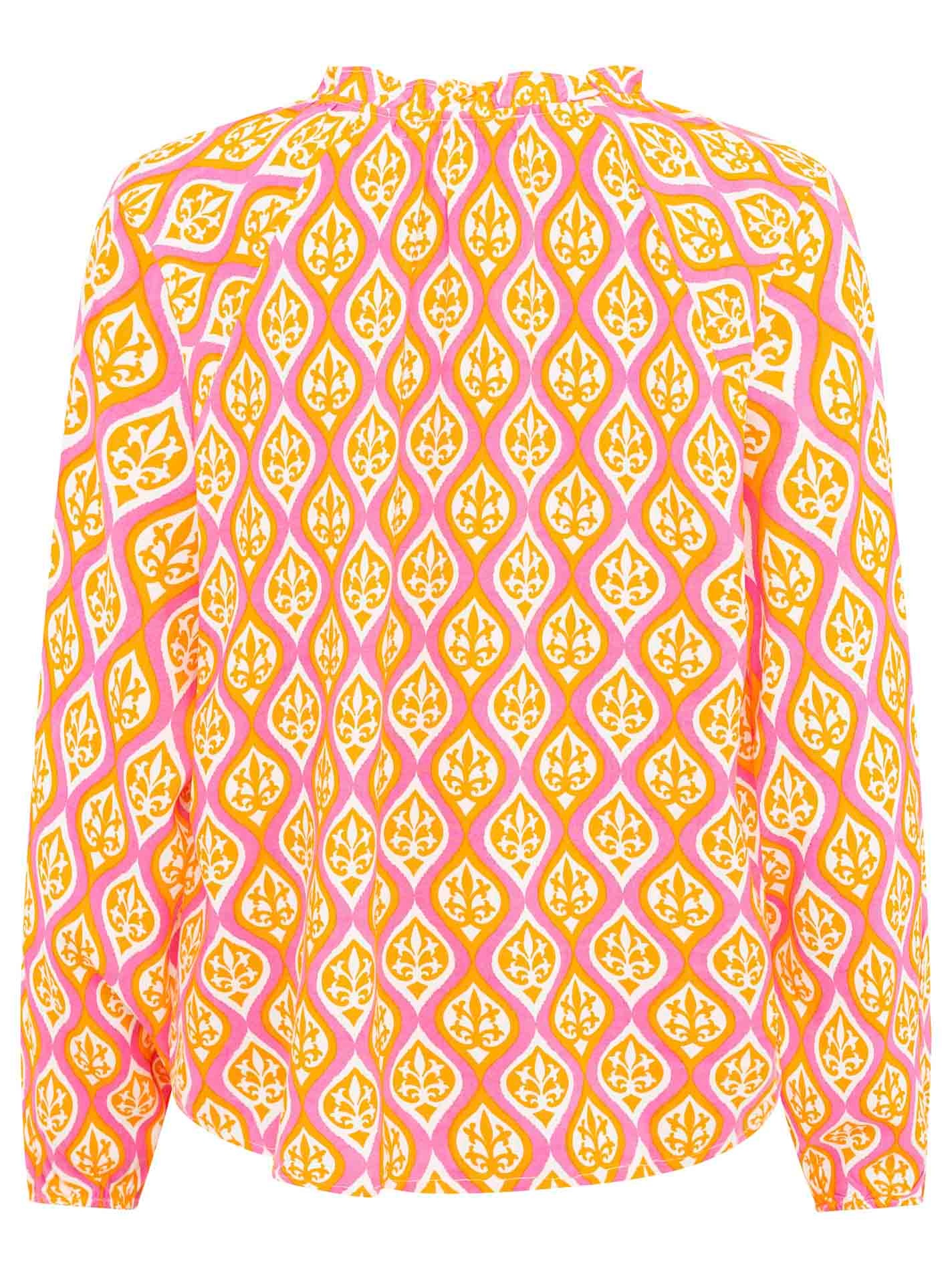 Zwillingsherz Schlupfbluse ""Ovale Ranken"" Bindeband mit Tasseln, Langarm, günstig online kaufen